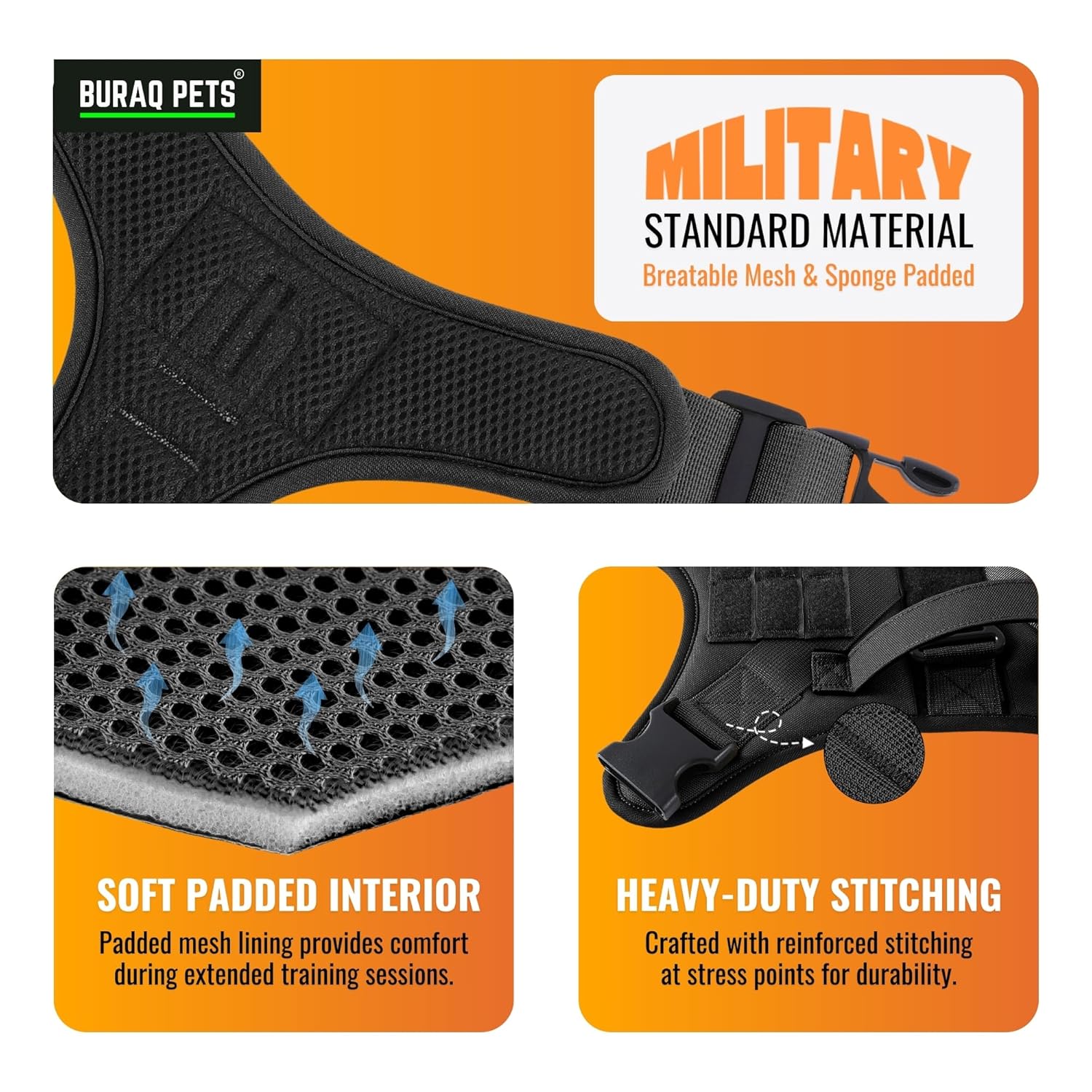 No Pull Tactical Dog Harness for Large Dogs - premium pet product by Buraq Pets