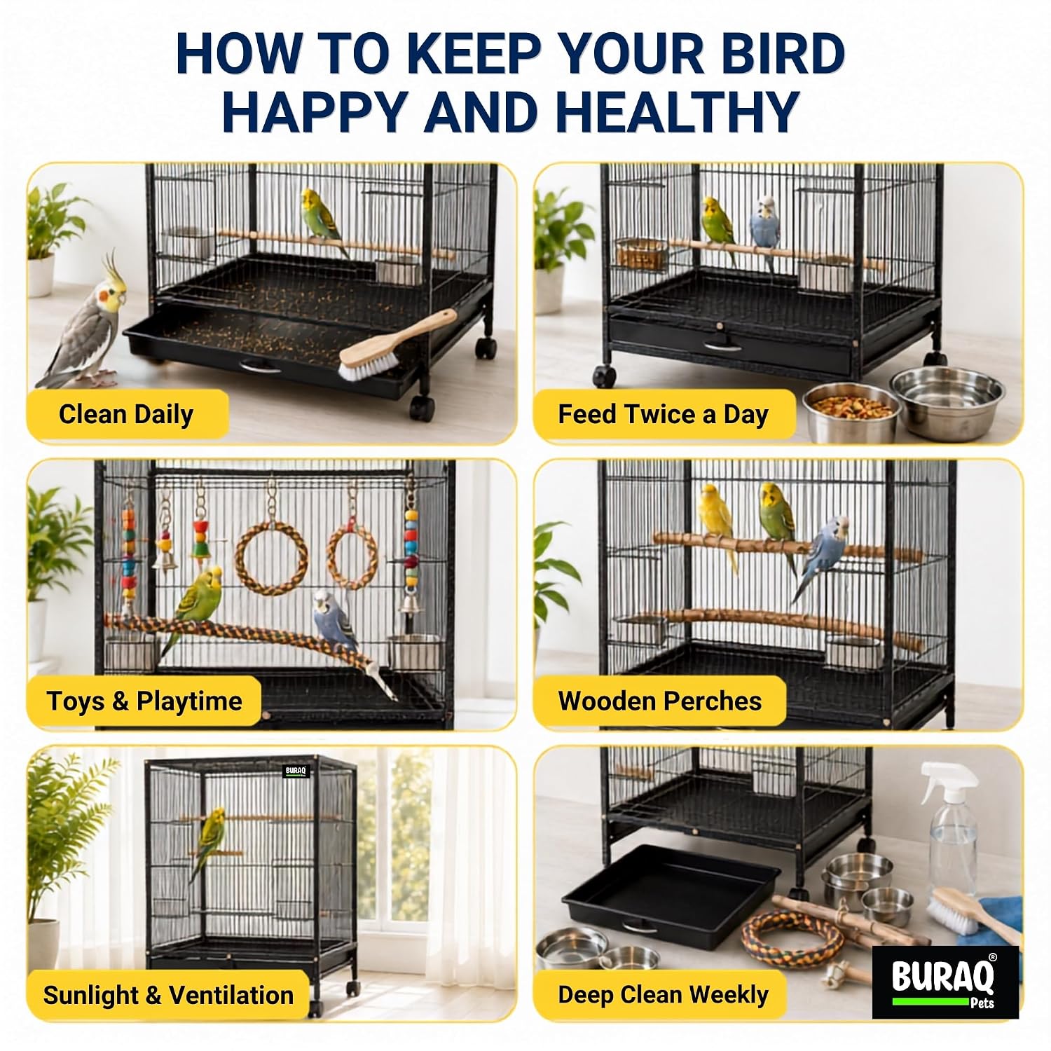 30 Inch Large Bird Cage – With Wheels & Accessories Set