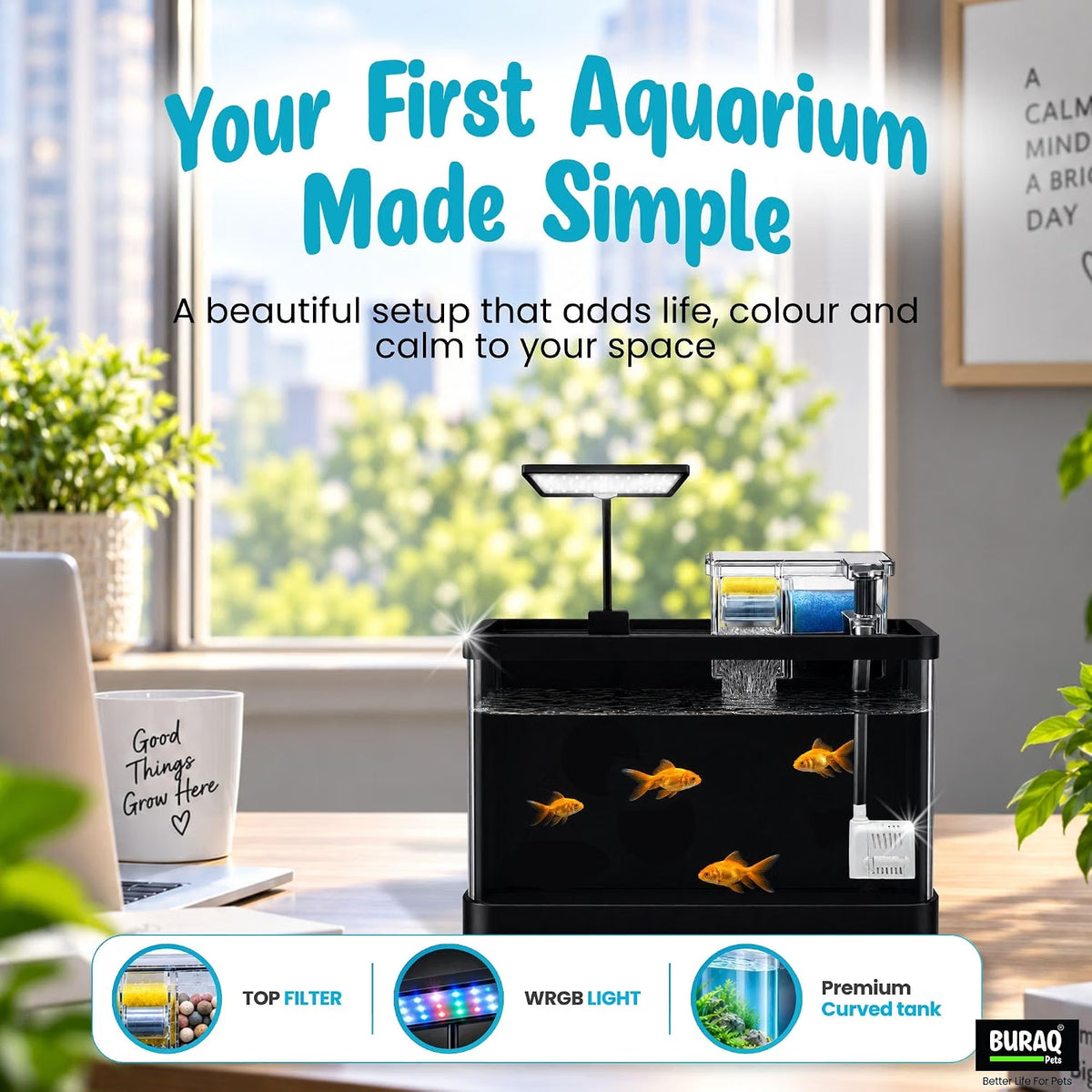 Fish Tank All in One Kit | Bio Top Filter & WRGB LED Light