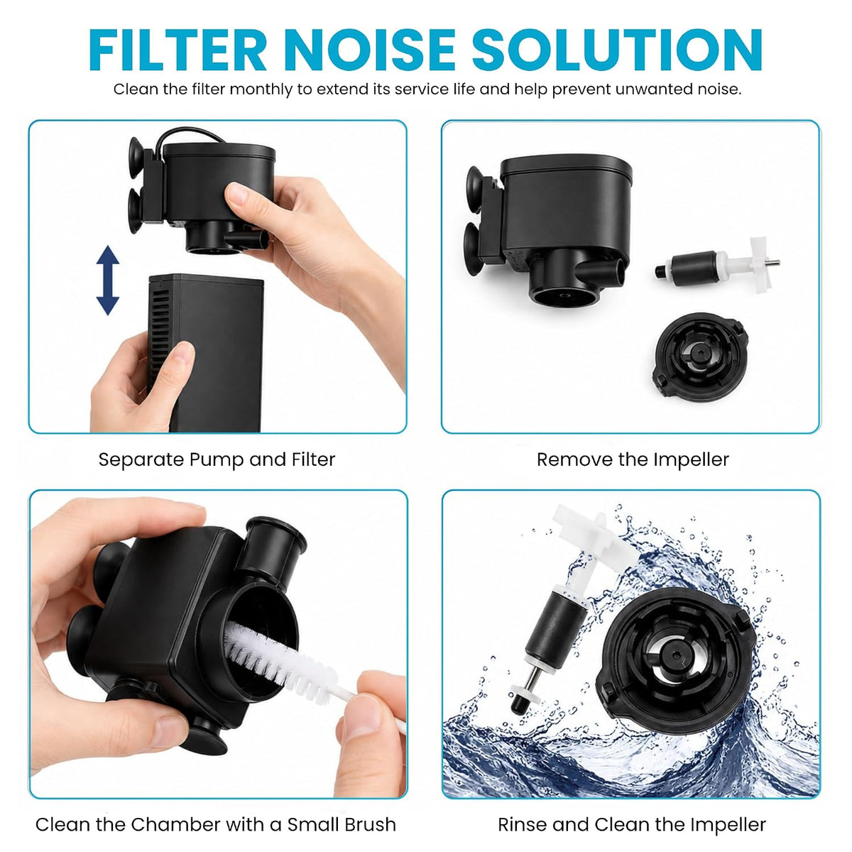 4 in 1 Aquarium Filter | 15W | 880L/H | 1.5–2.5 ft Tank