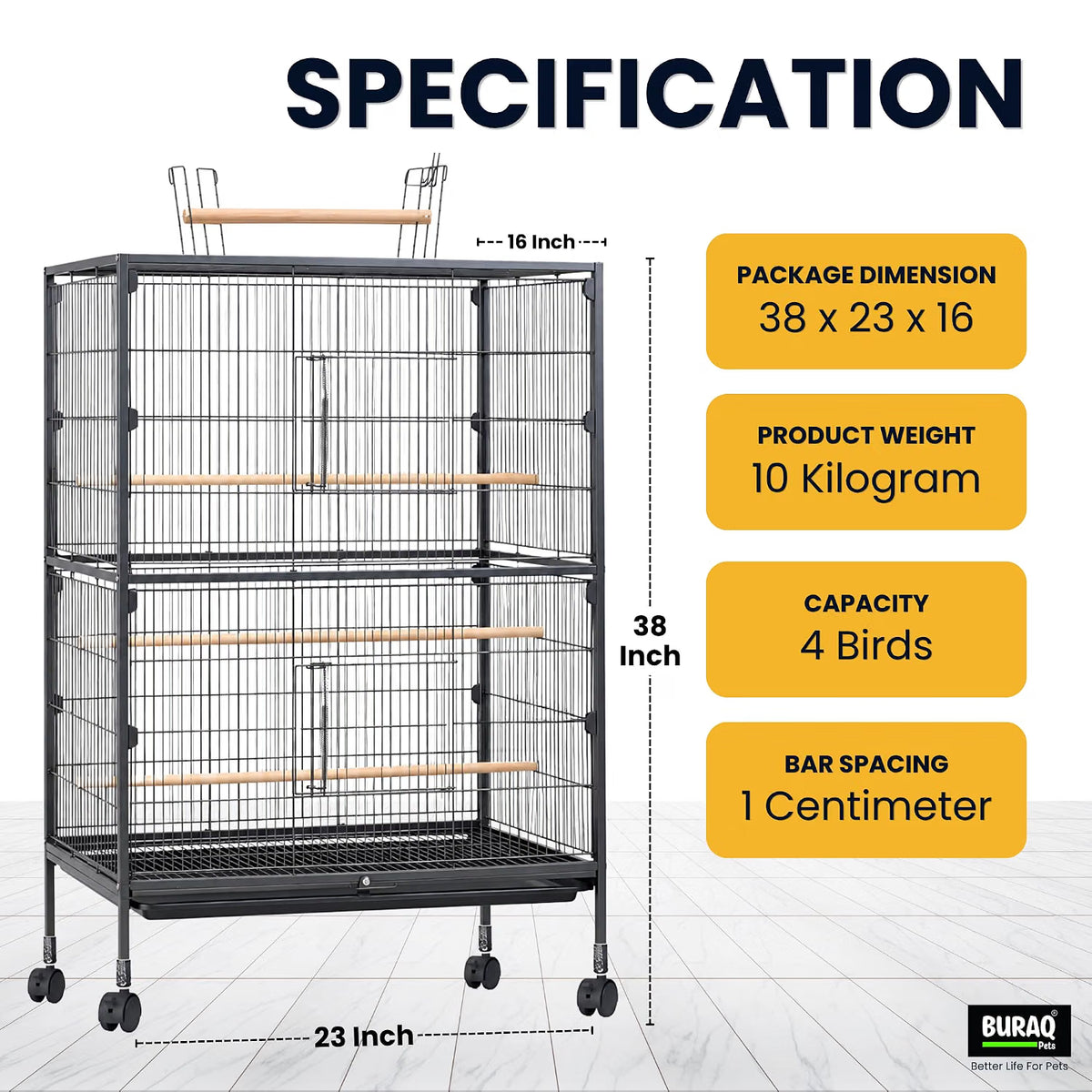 38 Inch Extedanble Large Bird Cage | Heavy Duty