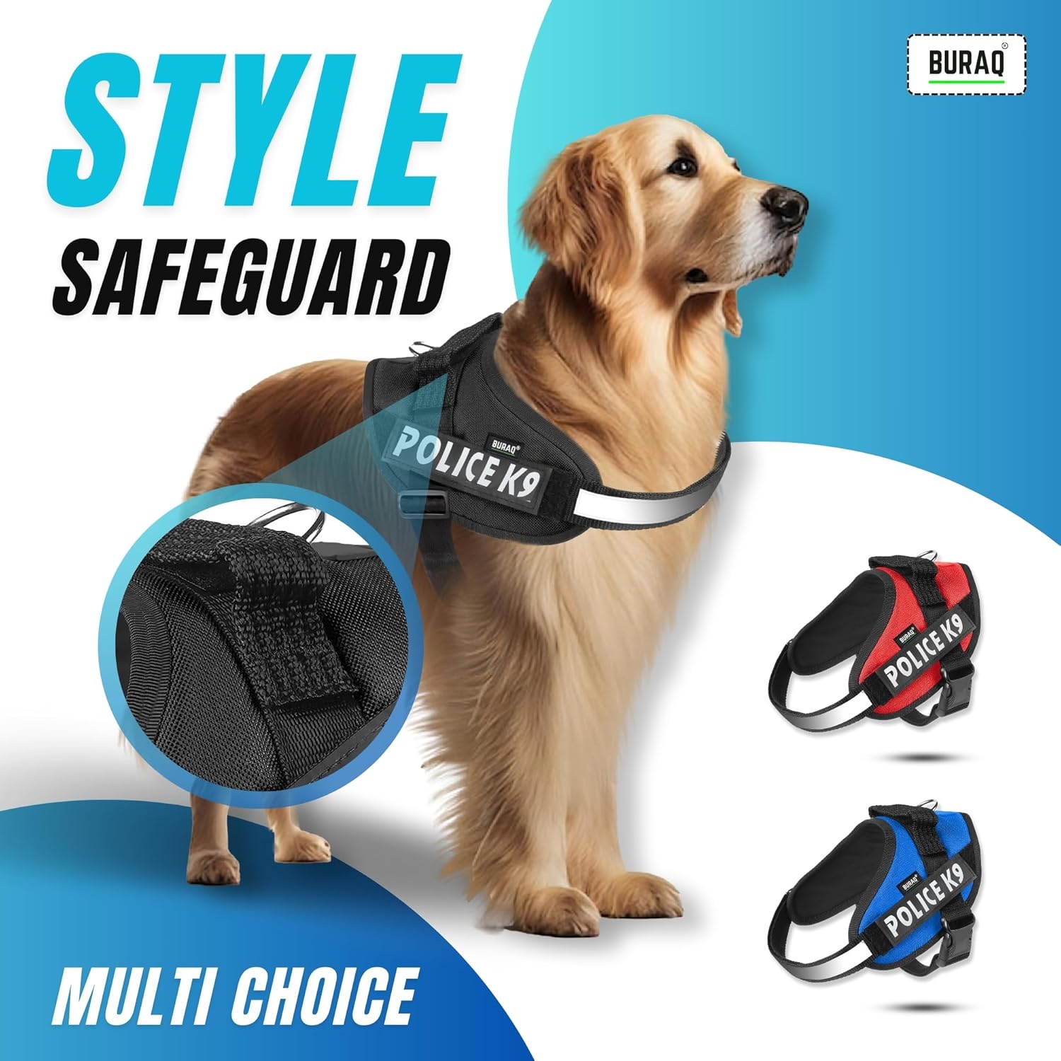 Police K9 No-Pull Reflective Dog Harness – Soft Padded & Durable