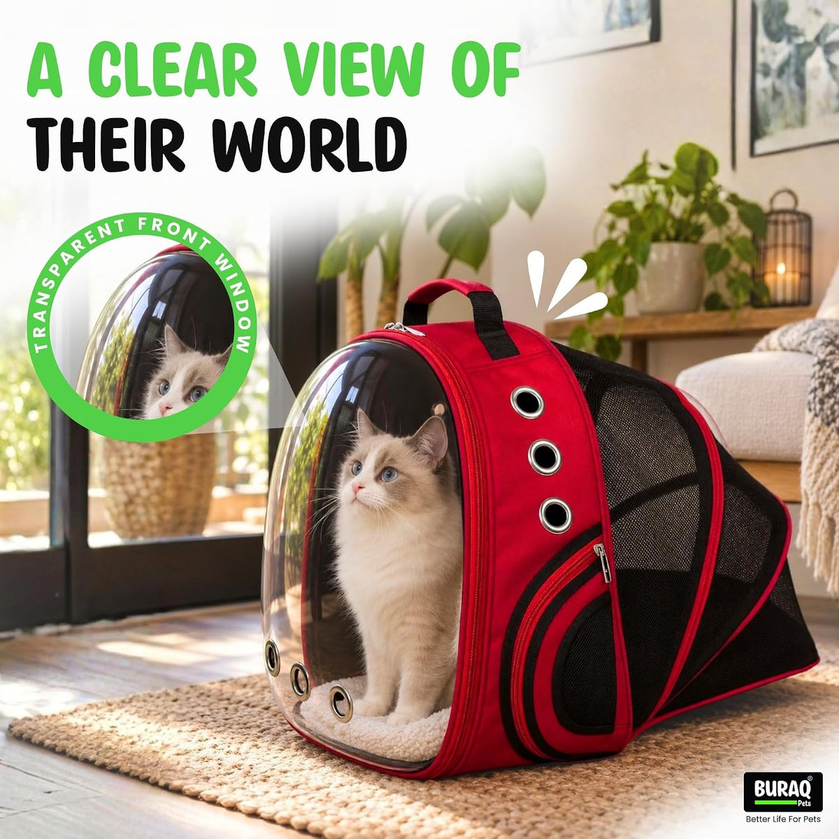 Expandable Astronaut Bubble Window Pet Carrier Backpack, Breathable Space, Stylish Secure & Ventilated Travel Bag for Cats