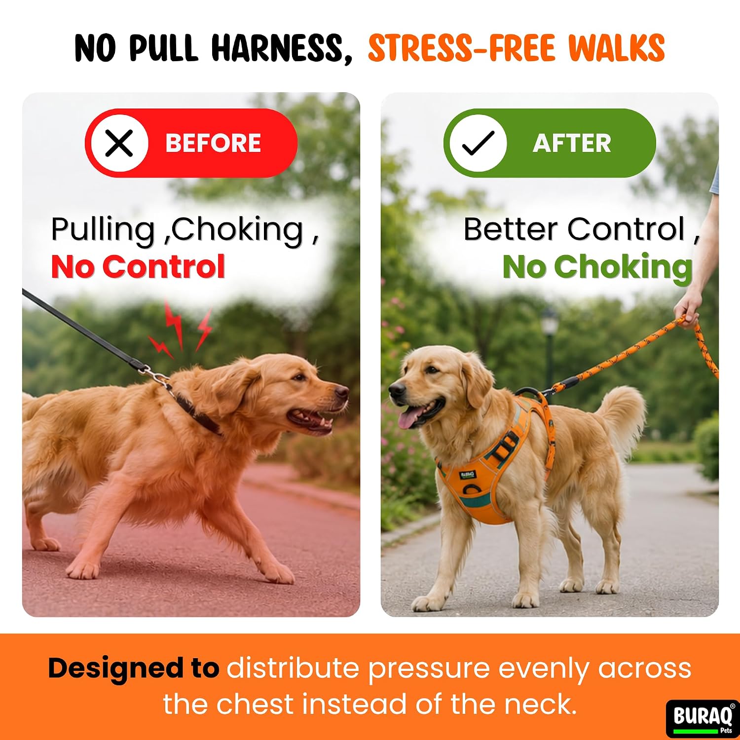 Premium No Pull Dog Harness with Leash - Adjustable Padded Vest
