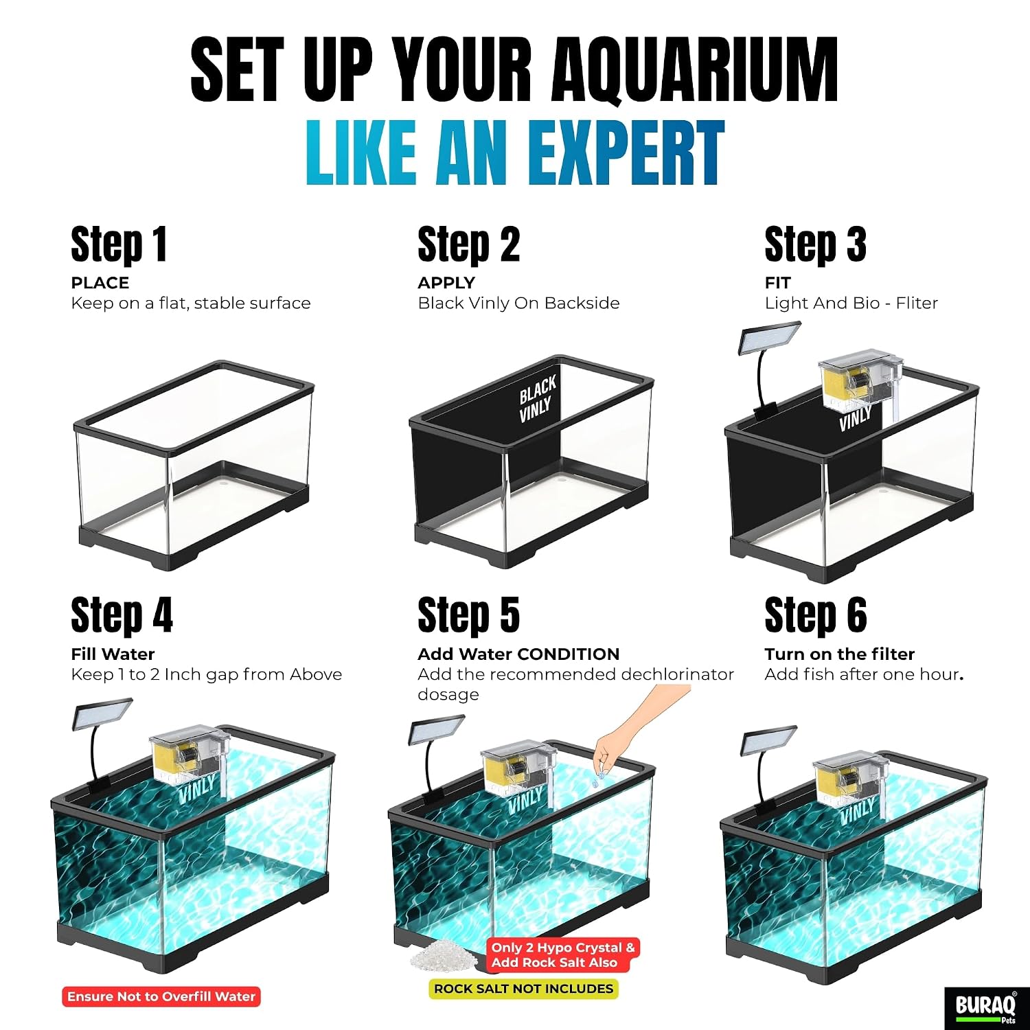 Curved Unbreakable Aquarium Tank with Top Filter & Light