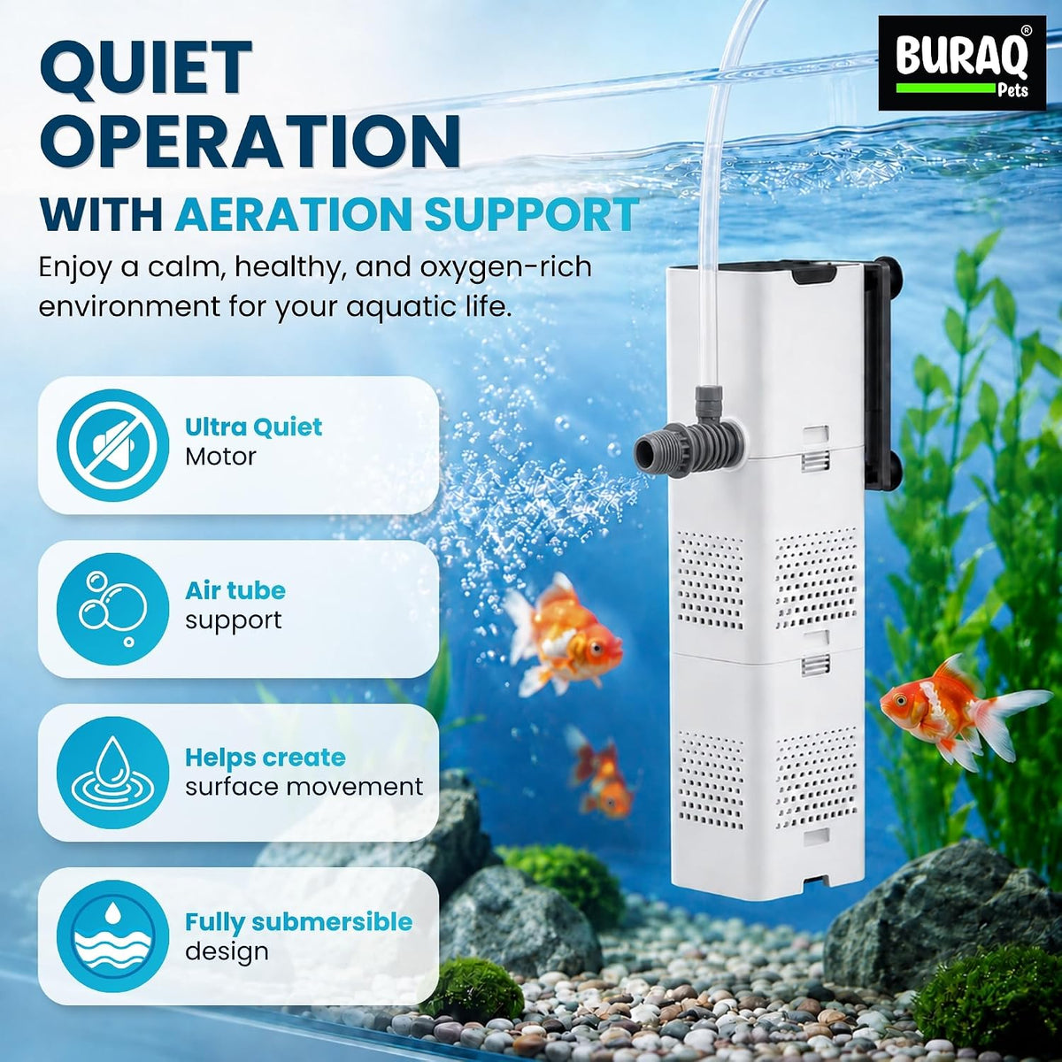 XQP- 500F Aquarium Filter | 6W | 500 L/H for 2-2.5 ft Fish Tank