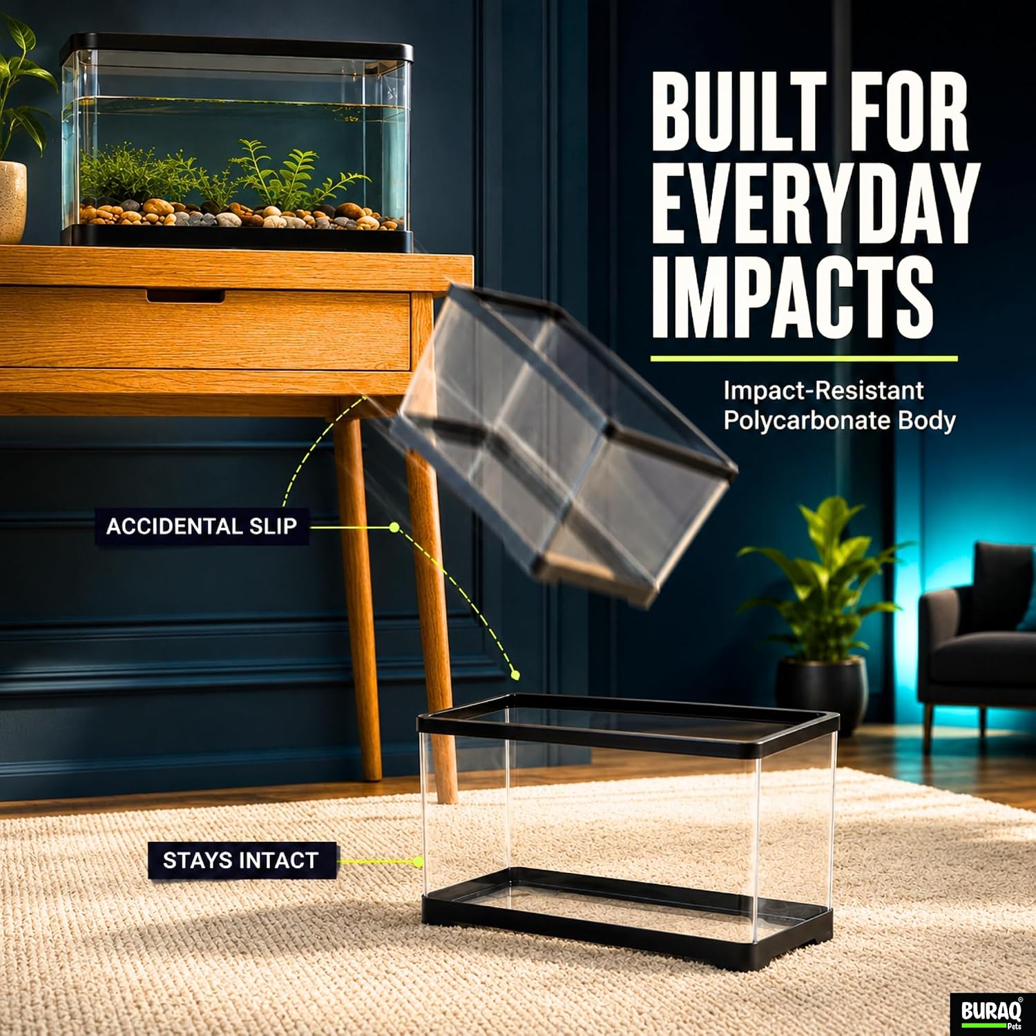 Curved Unbreakable Aquarium Tank with Top Filter & Light