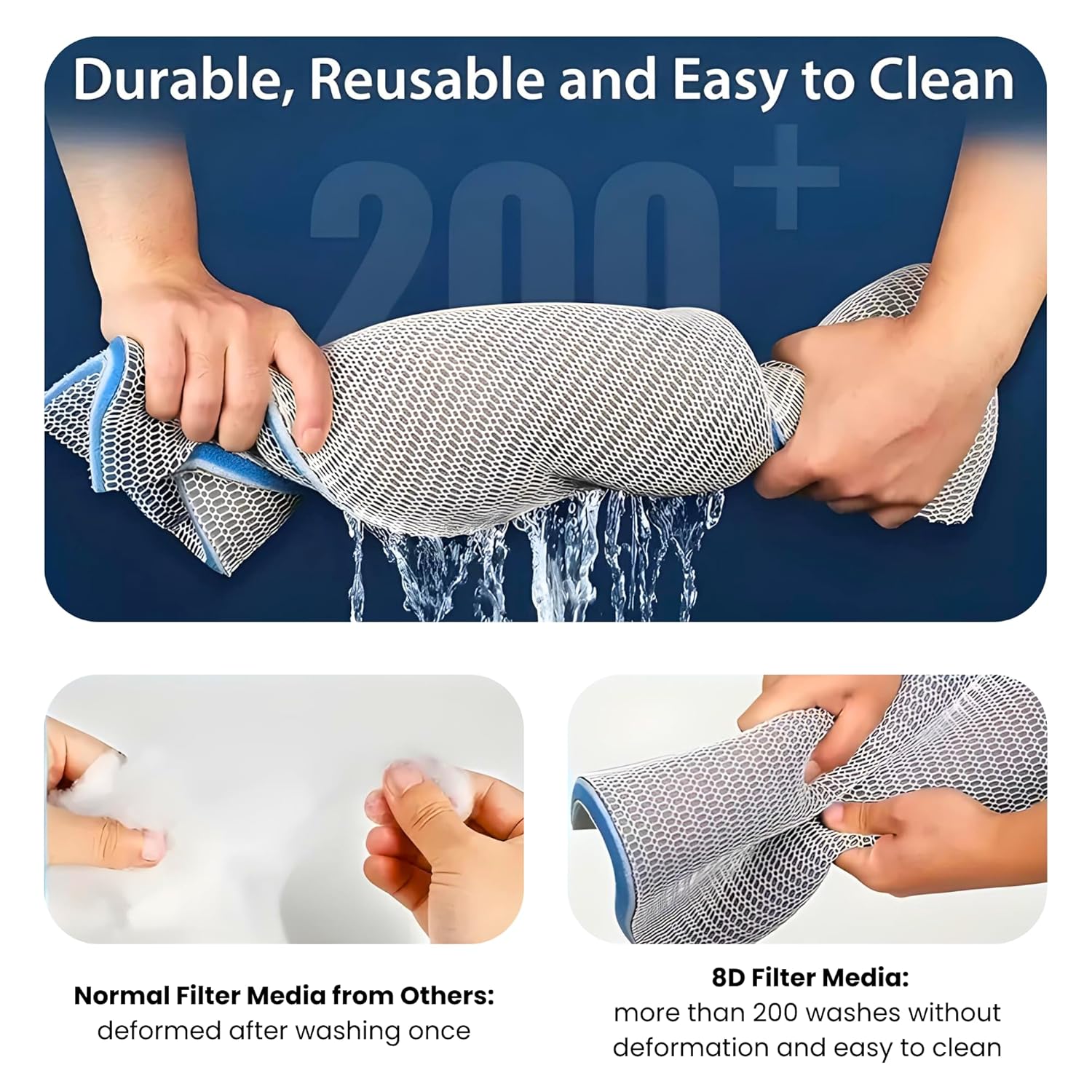 8D Multi - Layer Aquarium Filter Sponge Pad – Reusable & Washable Media for Fish Tanks & Ponds (Pack of 4) - BURAQ PETS