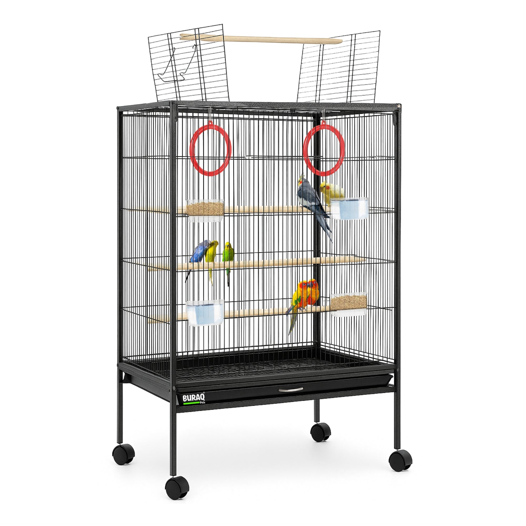 38-Inch XXL Bird Cage – With Wheels & Accessories Set