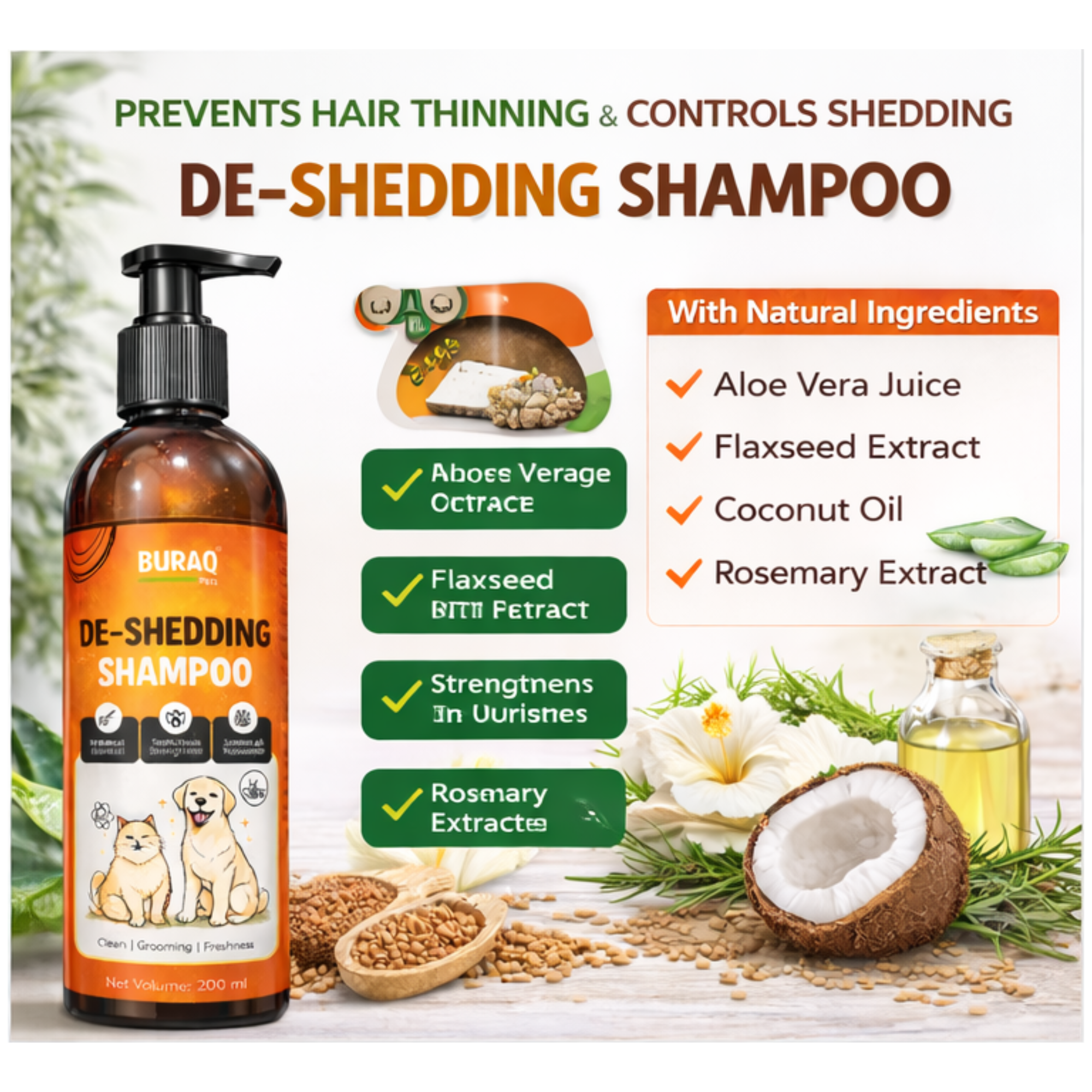 Pet De-Shedding Shampoo – Hair Fall Control