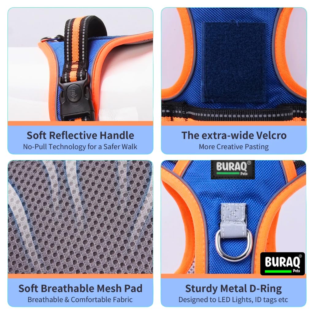 Aerofit Reflective No Pull Dog Harness & Leash – Adjustable Escape - Proof Vest for Dogs - BURAQ PETS