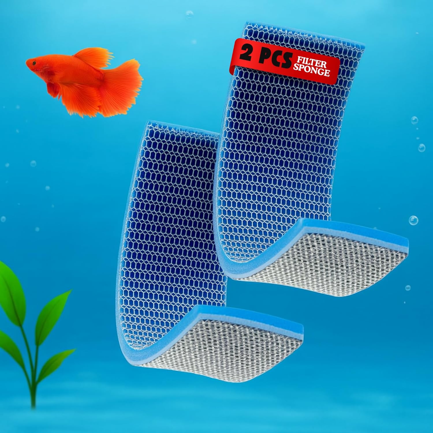 Aquarium 8D Filter Sponge Pad Washable Reusable 40X15 ( PACK OF 2 ) - BURAQ PETS