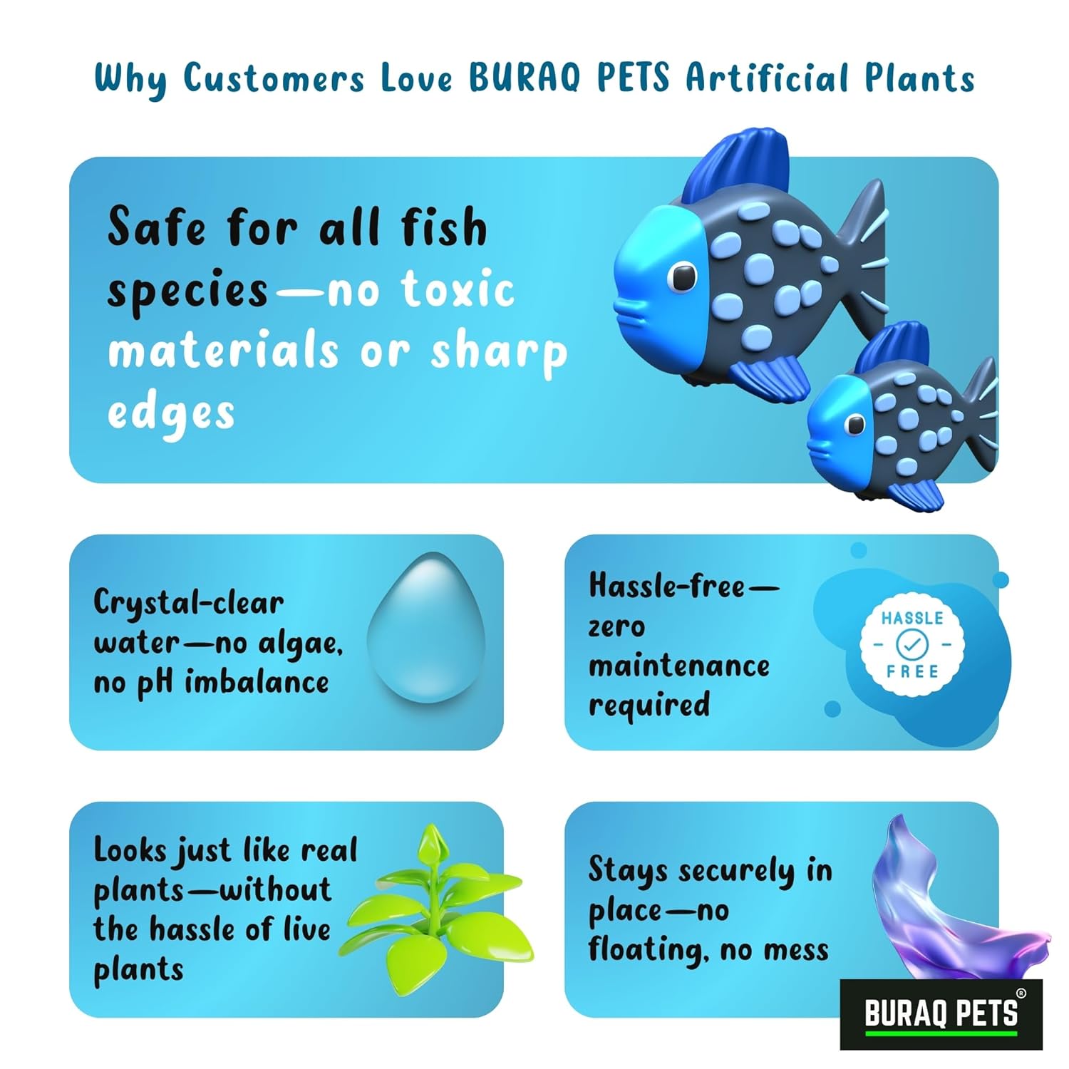 Artificial Fish Tank Plants – 10 Pcs Set for Healthy Aquarium - BURAQ PETS