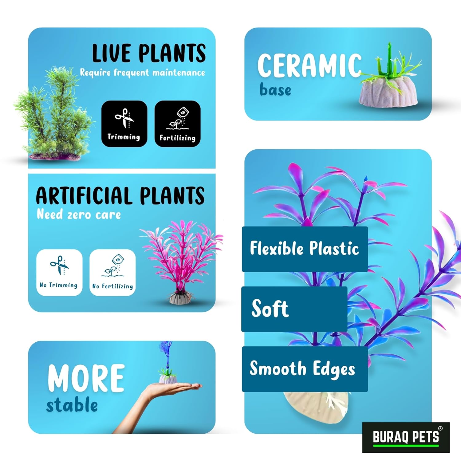 Artificial Fish Tank Plants – 10 Pcs Set for Healthy Aquarium - BURAQ PETS