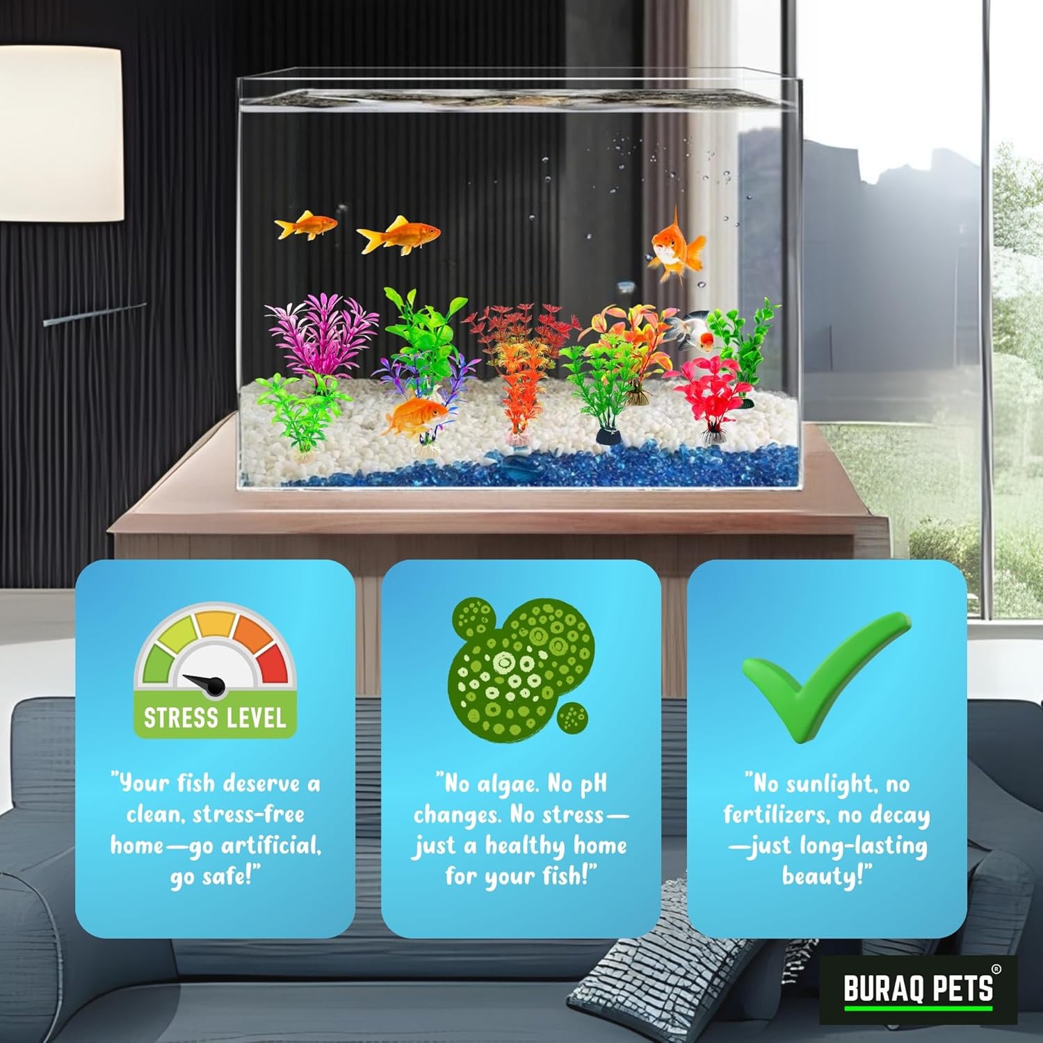 Artificial Fish Tank Plants – 10 Pcs Set for Healthy Aquarium - BURAQ PETS