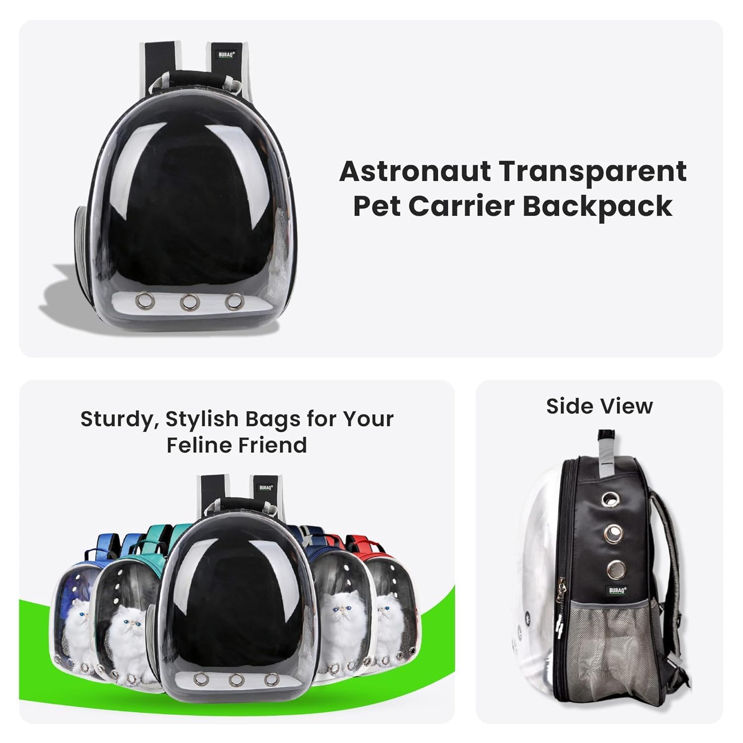 Astronaut Lite Pet Carrier Backpack – Transparent, Ventilated & Economy Cat Bag - BURAQ PETS