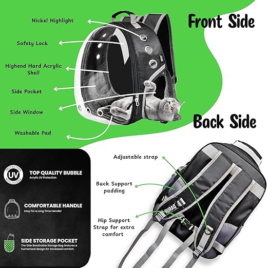 Astronaut Pro Pet Carrier Backpack – Transparent, Ventilated & Airline - Approved Cat Bag - BURAQ PETS