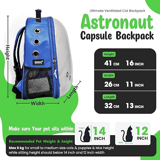 Astronaut Pro Pet Carrier Backpack – Transparent, Ventilated & Airline - Approved Cat Bag - BURAQ PETS