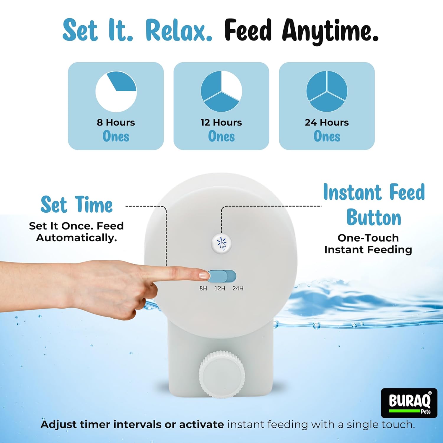 Automatic Fish Feeder for Aquarium, Timed Auto Food Dispenser 8H/12H/24H, - BURAQ PETS