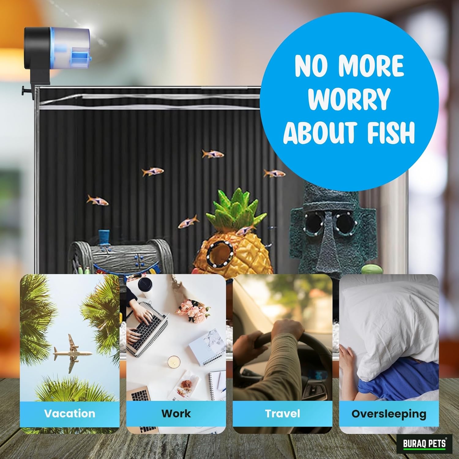 Automatic Fish Feeder – Timer - Based Food Dispenser for Aquariums | 12hr & 24hr Adjustable Feeding for Vacation Use - BURAQ PETS