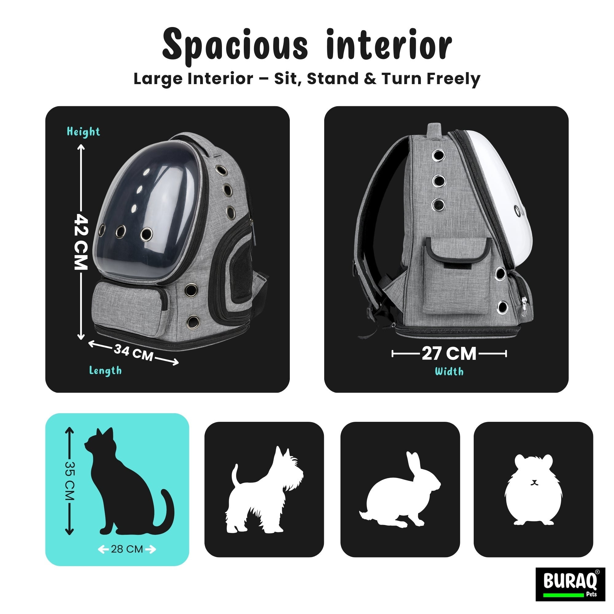 Bubble Cat Backpack Carrier – Breathable, Spacious & Stylish - BURAQ PETS