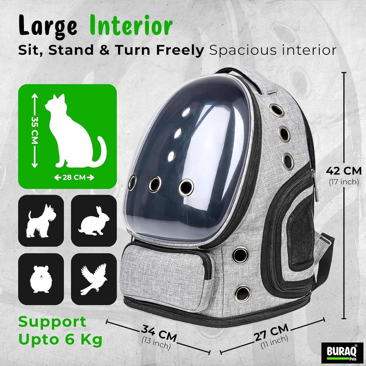 Bubble Cat Backpack Carrier – Breathable, Spacious & Stylish - BURAQ PETS