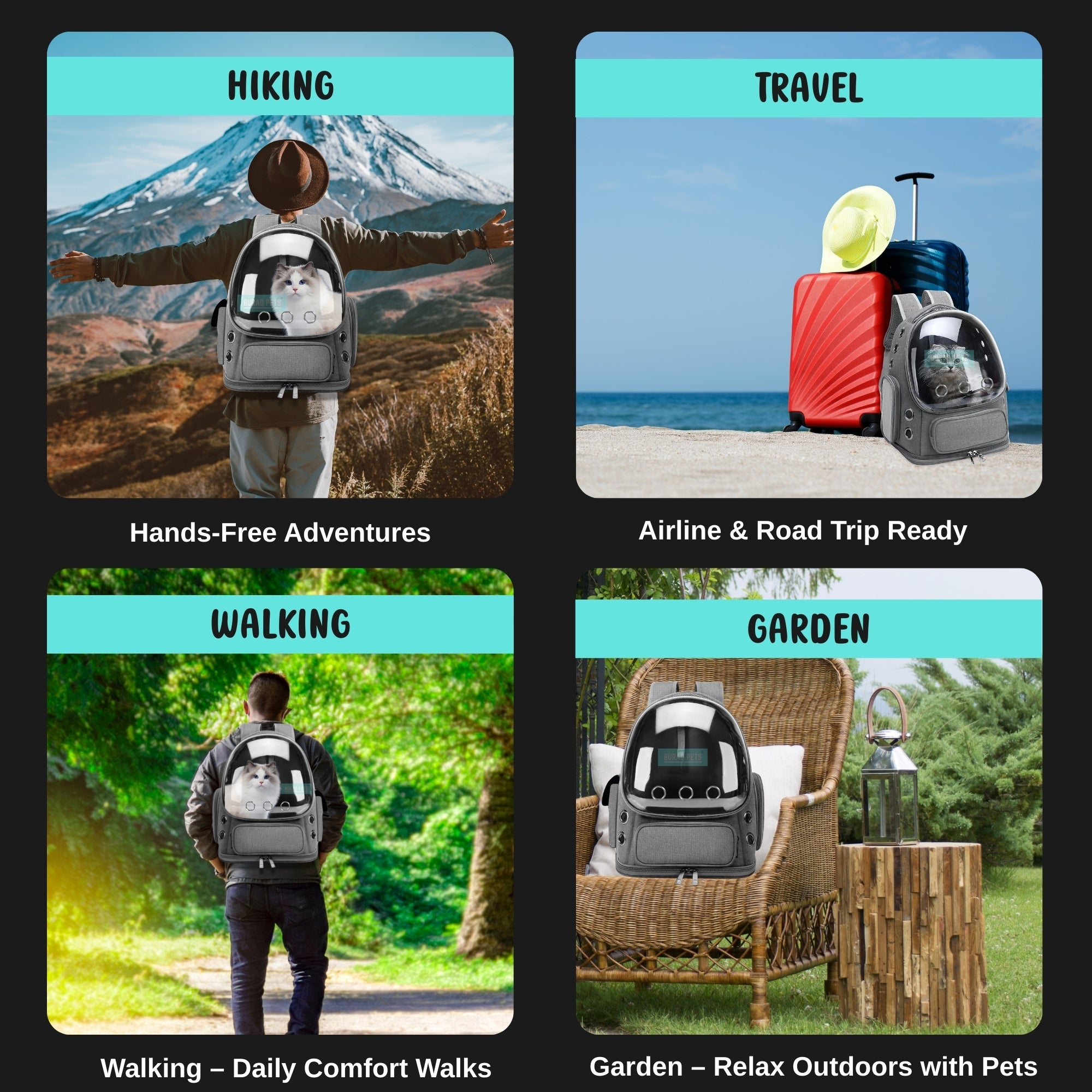Bubble Cat Backpack Carrier – Breathable, Spacious & Stylish - BURAQ PETS