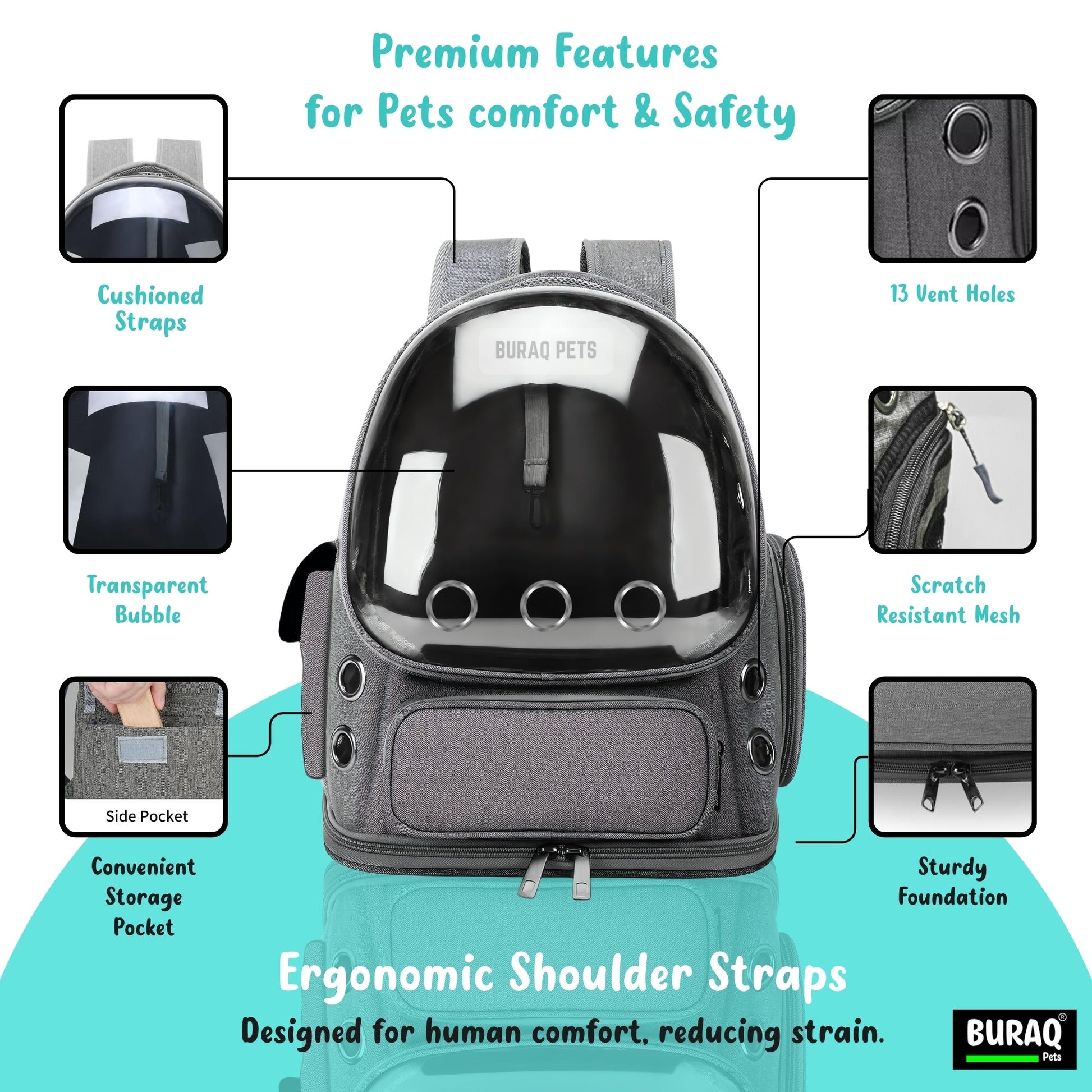 Bubble Cat Backpack Carrier – Breathable, Spacious & Stylish - BURAQ PETS