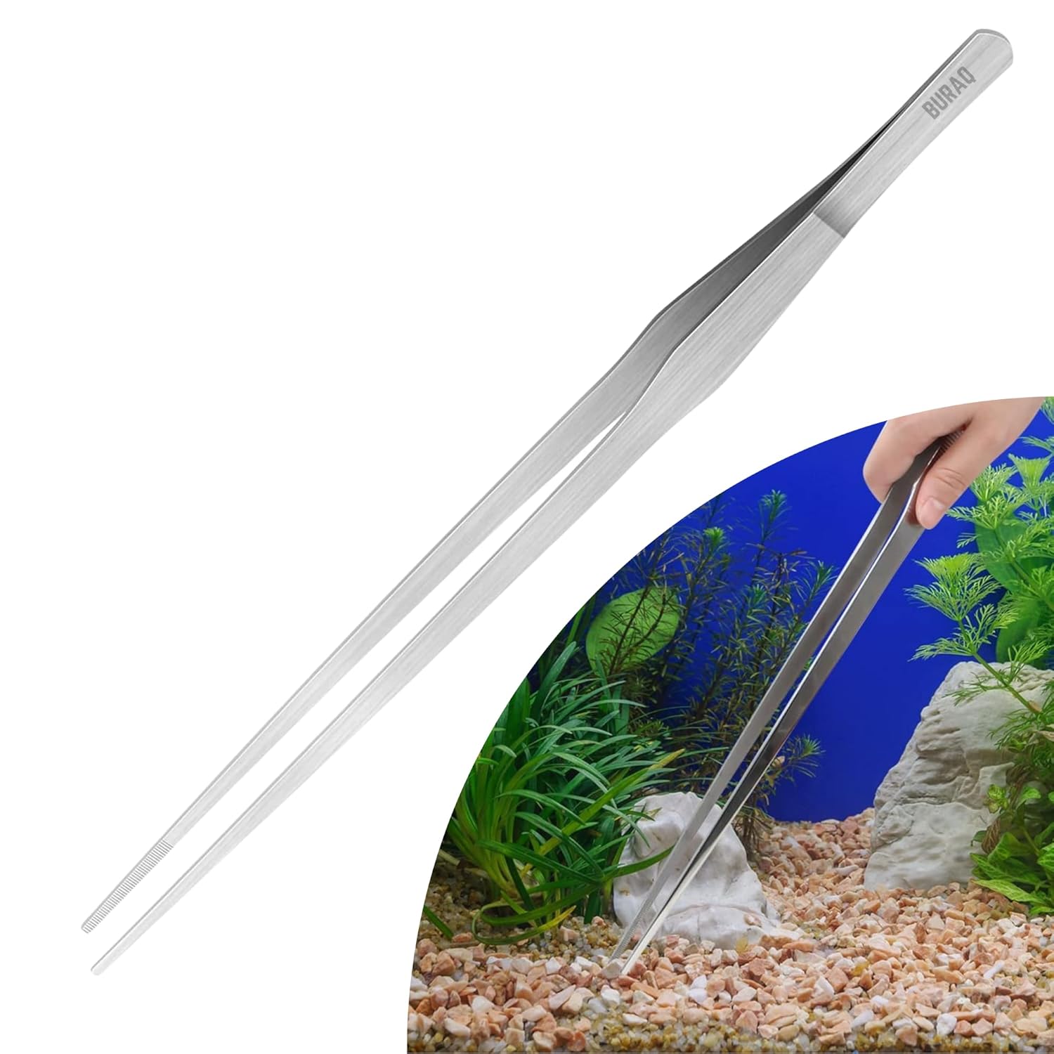 11-Inch Straight Tweezers – Aquascaping & Feeding Tool for Aquariums - BURAQ PETS