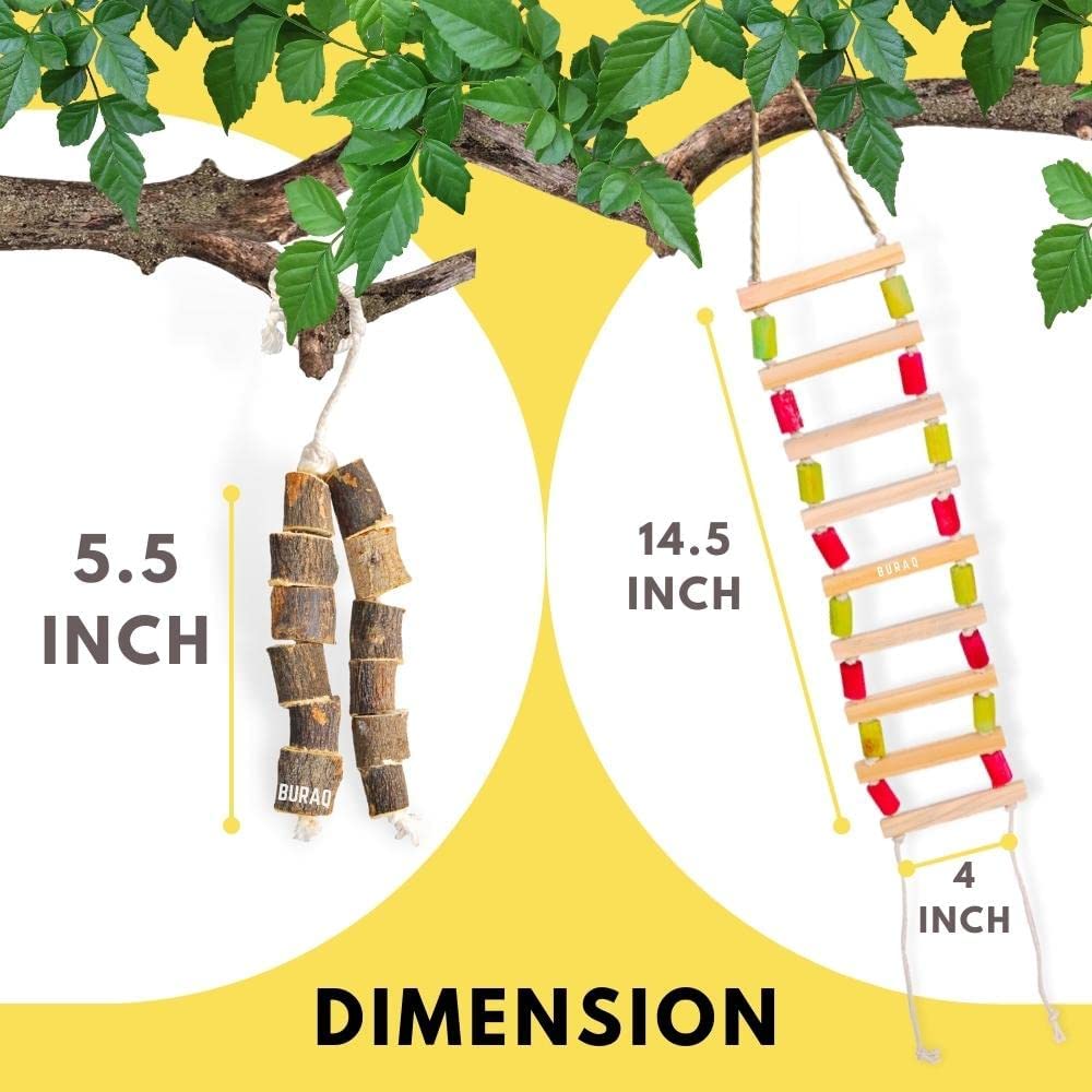 2 Pcs Bird Toys Basic - Bird Ladder ,Hanging Chewable Bird Toy Made with BambooBird Toys BasicBURAQ PETS