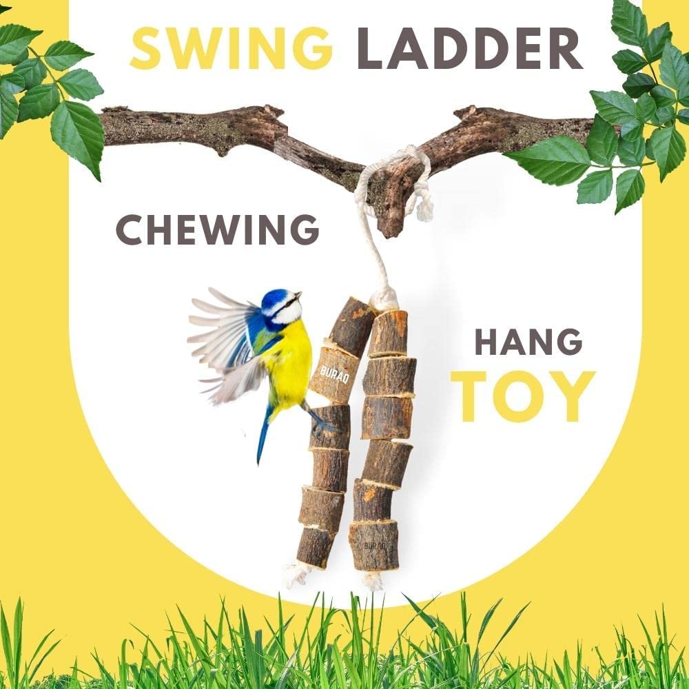 2 Pcs Bird Toys Basic - Bird Ladder ,Hanging Chewable Bird Toy Made with BambooBird Toys BasicBURAQ PETS