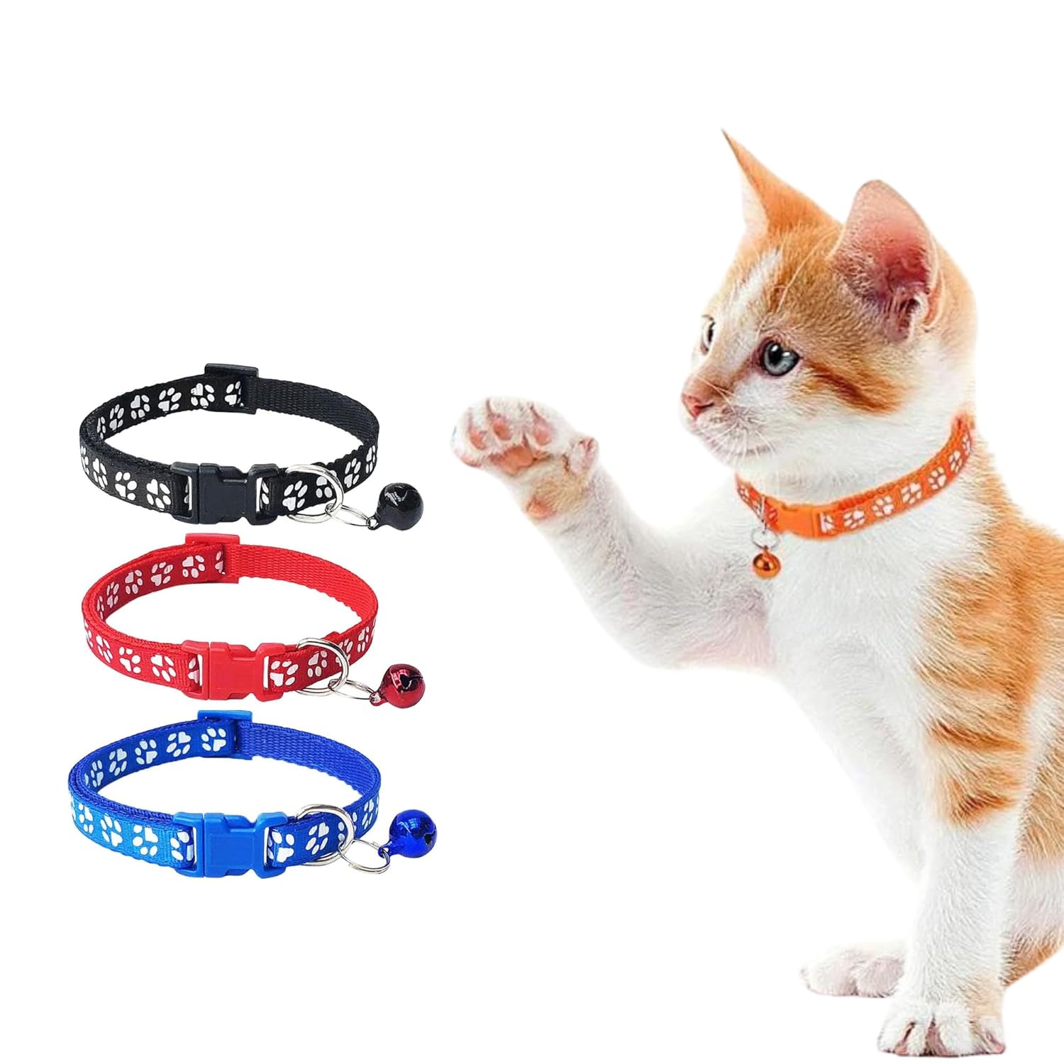 Buraq 3 Pcs Cat Collar with Bell for Indoor & Outdoor Use, Solid & Safe, Strong Breakaway Buckle, Adjustable & Durable, Accessories for Cats - Color May Vary (3 Pcs) Visit the BURAQ Store - BURAQ PETS