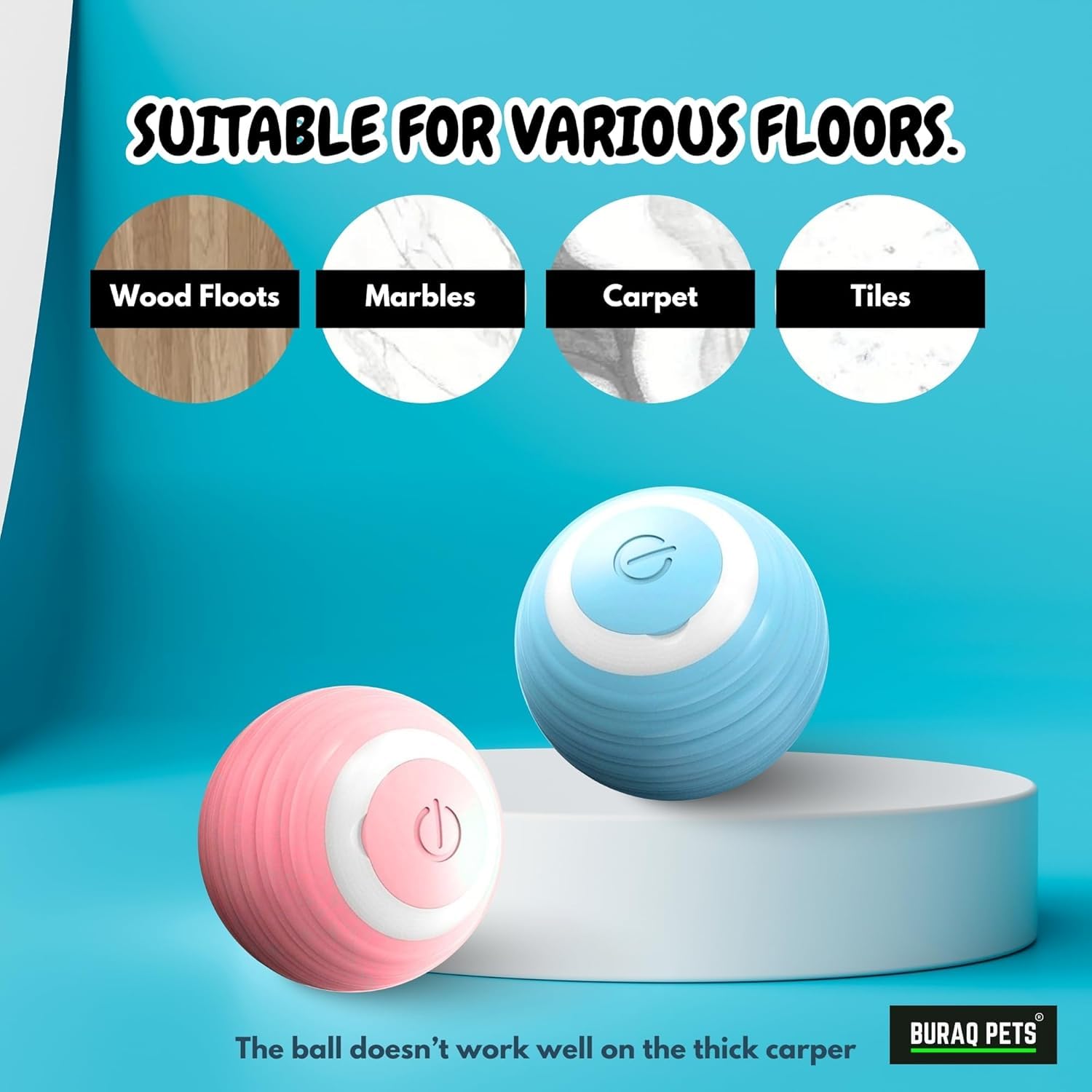 BURAQ 360° Smart Gravity Self Roller Ball Cat Toy, Type - C Charge, Interactive Cat Toys, Automatic Rolling Smart Cat Toy Ball - BURAQ PETS