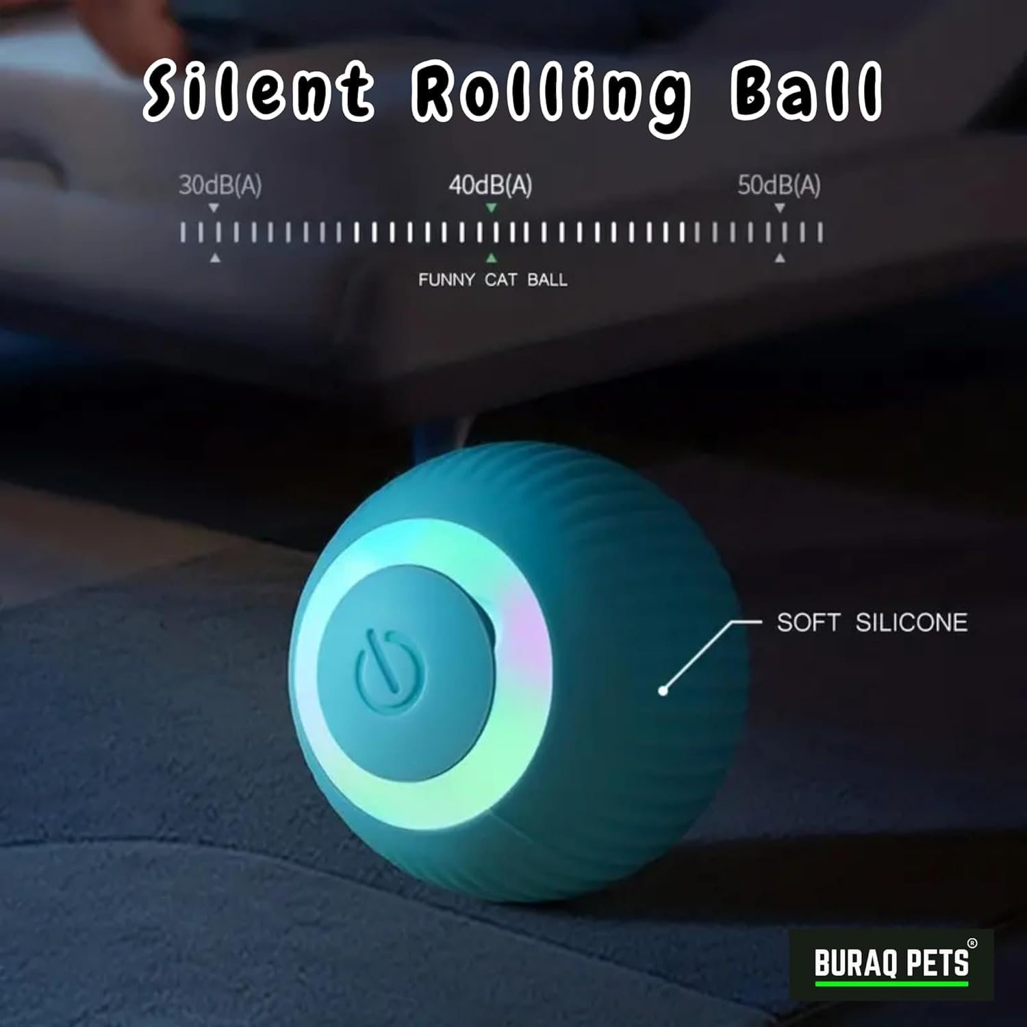 BURAQ 360° Smart Gravity Self Roller Ball Cat Toy, Type - C Charge, Interactive Cat Toys, Automatic Rolling Smart Cat Toy Ball - BURAQ PETS