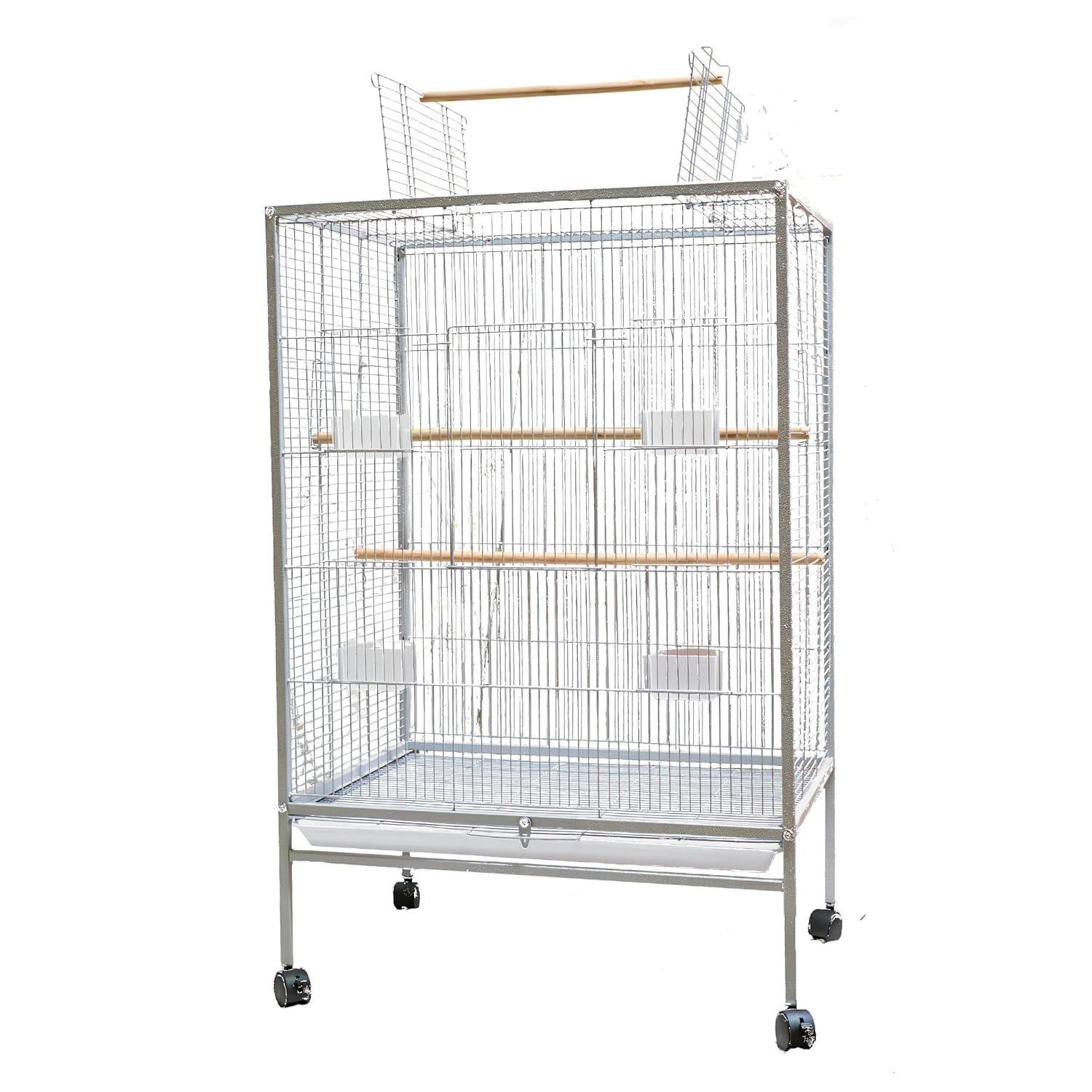 Buraq 38 Inch XX - Large Bird Cage, Includes Locking Casters & Bird Cage Accessories, for Small & Medium Types of Birds (XX - Large - White) - BURAQ PETS