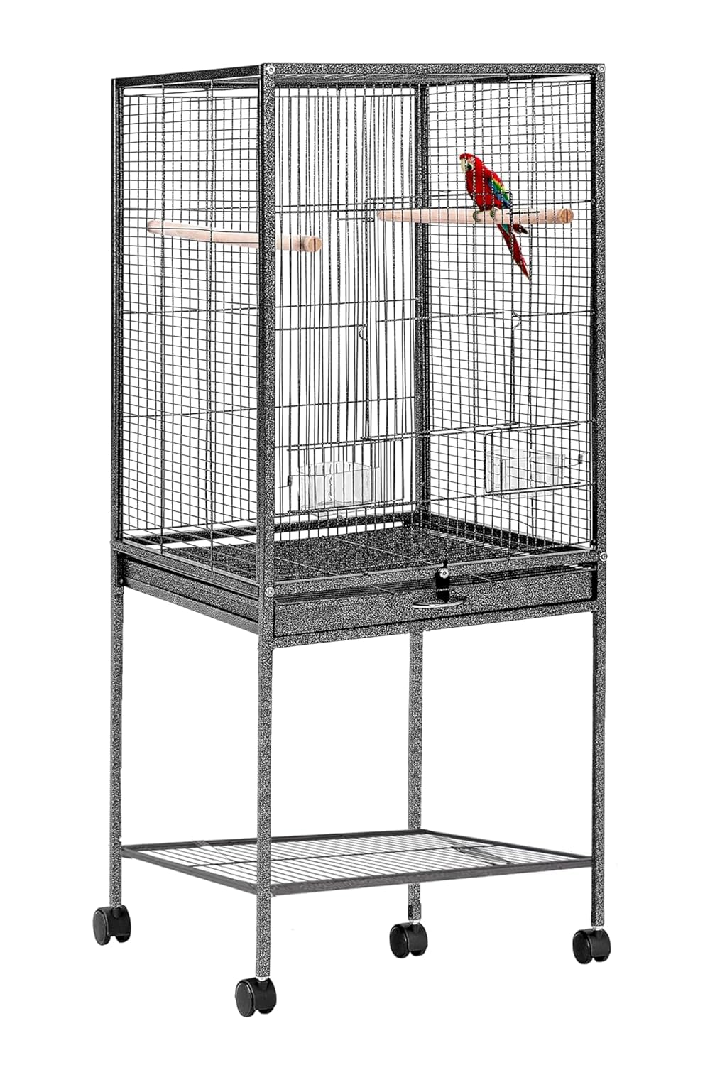 Buraq 48 Inch Extendable Extra Large Bird Cage, Includes Locking Casters & Bird Cage Accessories, for Small & Medium Types of Birds (Extra Large - ... - BURAQ PETS