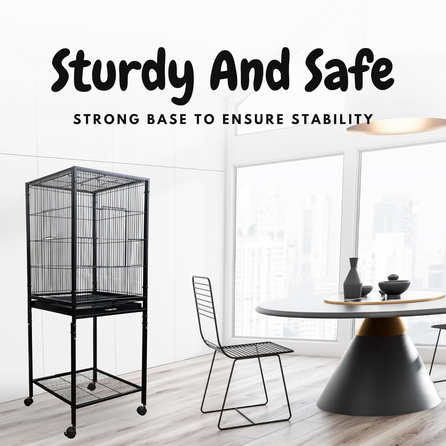 Buraq 48 Inch Extendable Extra Large Bird Cage, Includes Locking Casters & Bird Cage Accessories, for Small & Medium Types of Birds (Extra Large - ... - BURAQ PETS