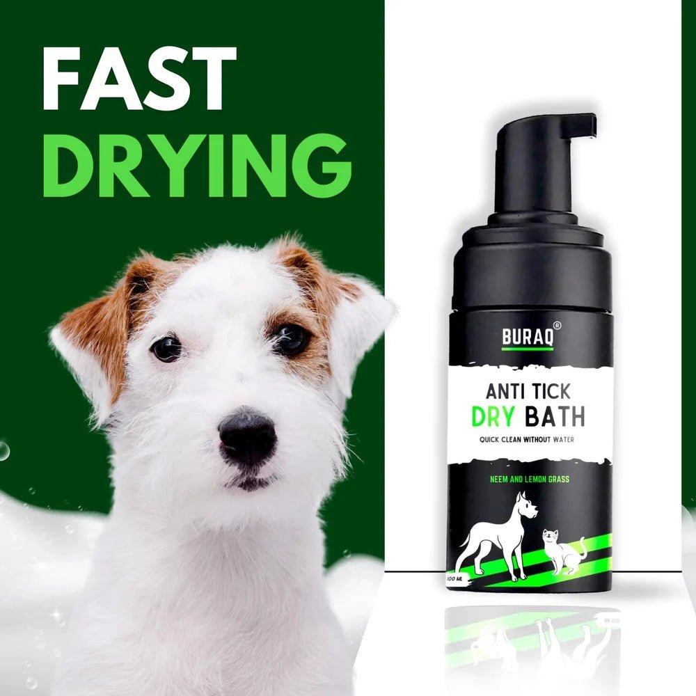 Buraq Anti - Tick Dry Bath Neem & Lemon Grass - 100 Ml - BURAQ PETS