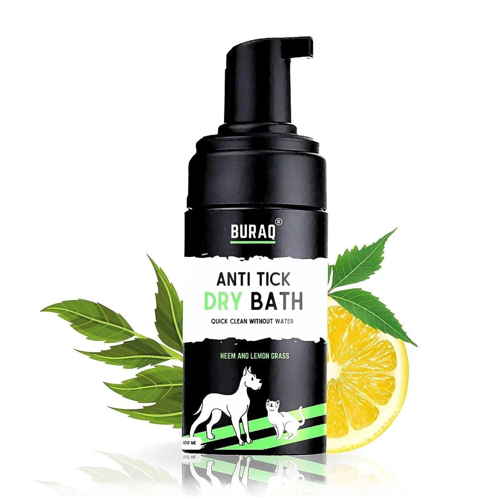 Buraq Anti - Tick Dry Bath Neem & Lemon Grass - 100 Ml - BURAQ PETS