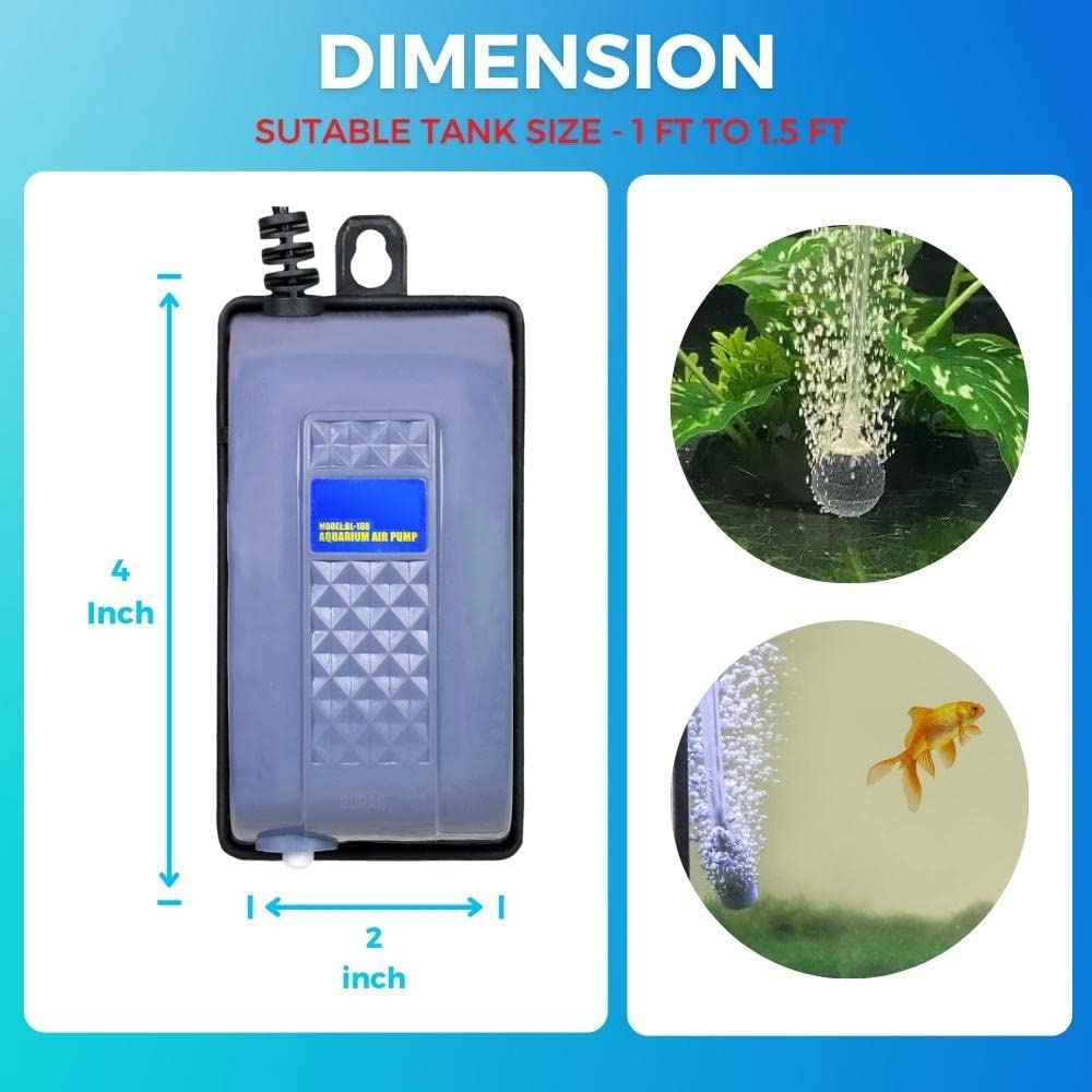 Buraq Aquarium Oxygen Air Pump Motor Provides Additional Oxygen | Low - Power | Long Lasting Performance | Accessories for Fish Tank - BURAQ PETS