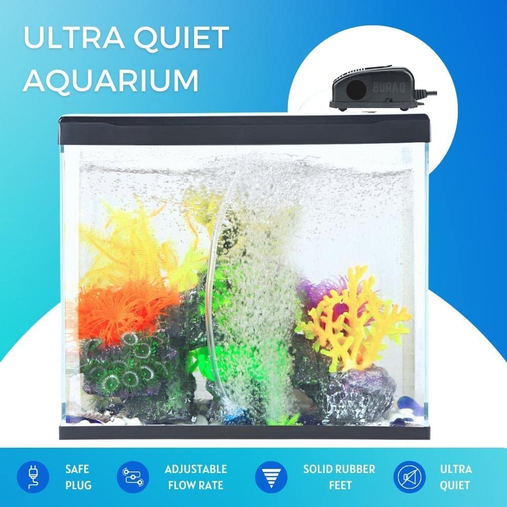 Buraq Aquarium Oxygen Air Pump Motor Provides Additional Oxygen | Low - Power | Long Lasting Performance | Accessories for Fish Tank - BURAQ PETS