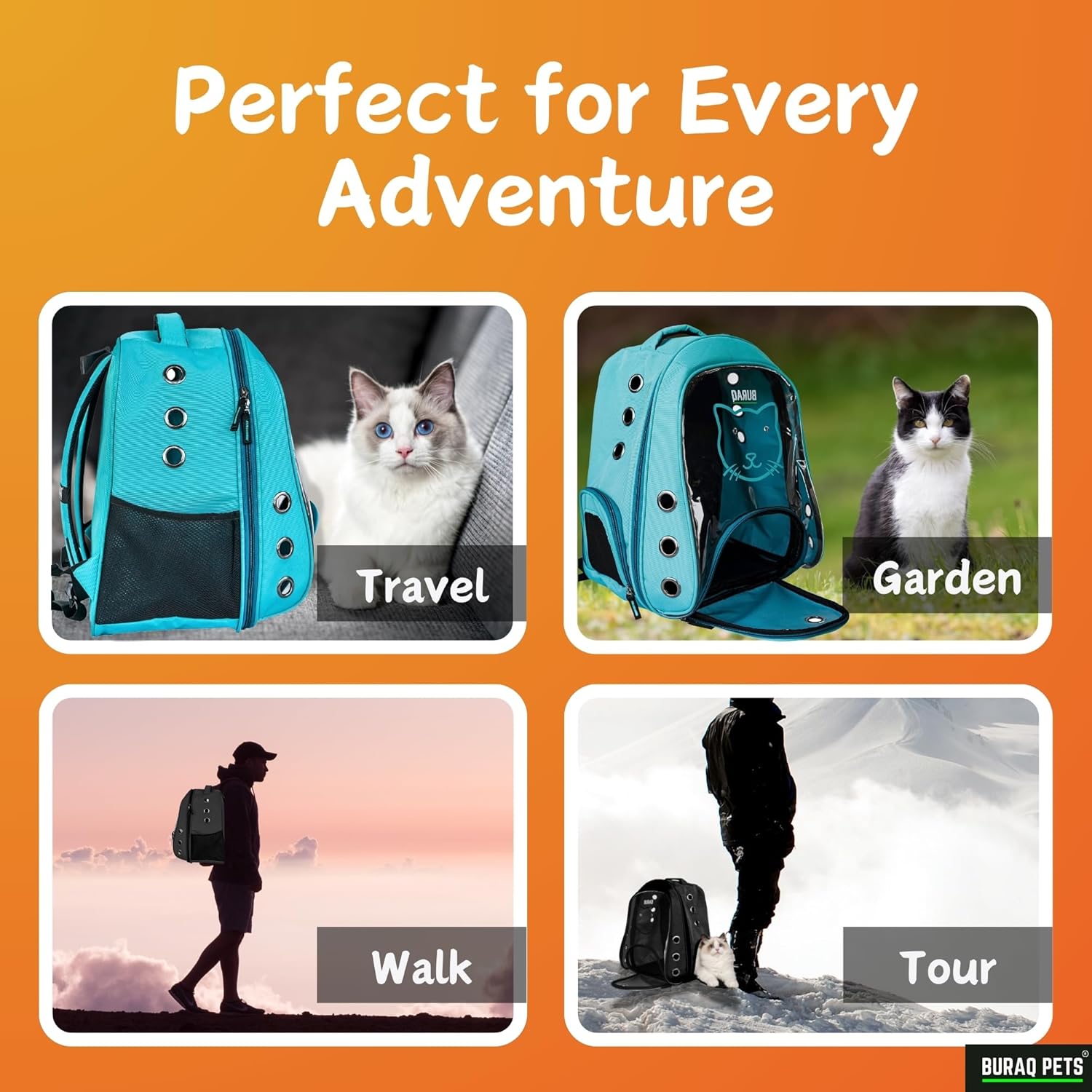 Buraq Cat Faced Pet Carrier Backpack – Stylish, Comfortable, and Ventilated Travel Cat Bag for Cats & Small Puppies - BURAQ PETS