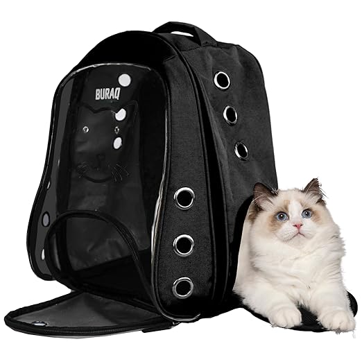 Buraq Cat Faced Pet Carrier Backpack – Stylish, Comfortable, and Ventilated Travel Cat Bag for Cats & Small Puppies - BURAQ PETS