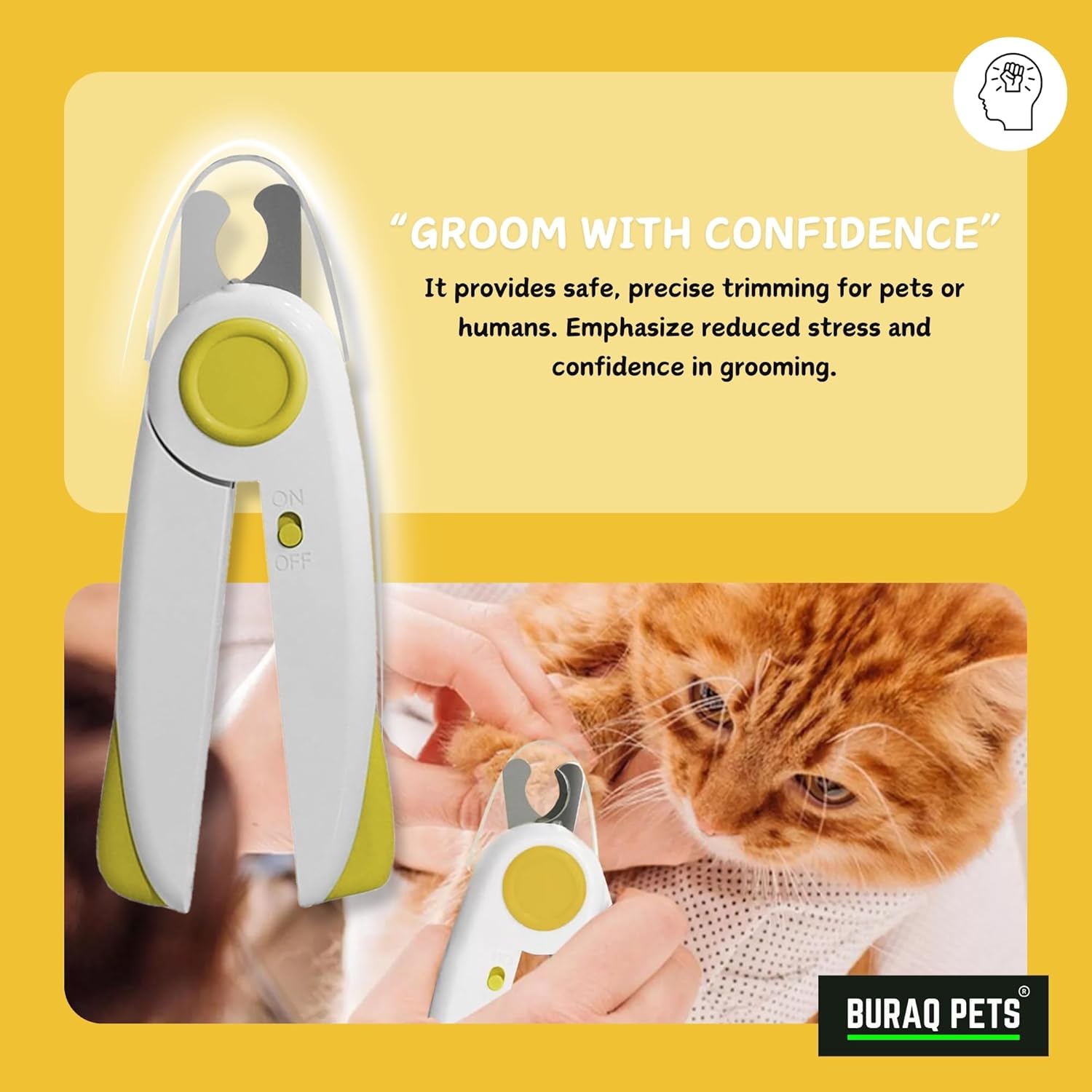 Buraq Dog & Cat Nail Clipper with LED Light – Safe, Ergonomic Pet Nail Trimmer with Safety Guard, Sharp Durable Blades, Professional Grooming Tool for Pets - BURAQ PETS