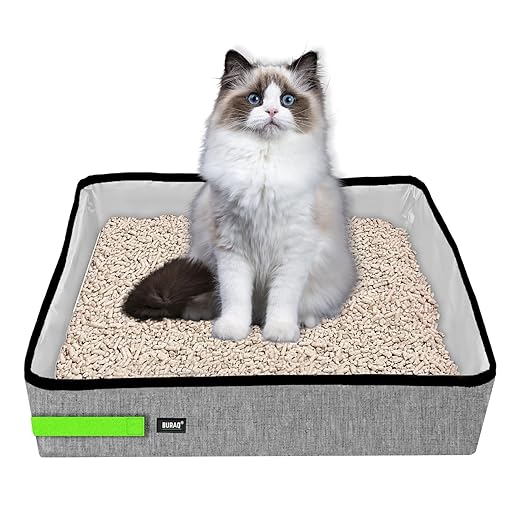 Buraq Foldable Cat Litter Box for Indoor & Outdoor, Waterpoof & Washable, Cat Litter Tray, Portable Reuseable Cat Litter Boxes for All Adult Cats & Kittens 48 x 38 x 12 Cm - BURAQ PETS