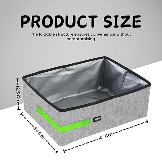 Buraq Foldable Cat Litter Box for Indoor & Outdoor, Waterpoof & Washable, Cat Litter Tray, Portable Reuseable Cat Litter Boxes for All Adult Cats & Kittens 48 x 38 x 12 Cm - BURAQ PETS