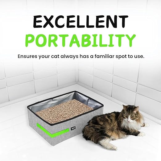 Buraq Foldable Cat Litter Box for Indoor & Outdoor, Waterpoof & Washable, Cat Litter Tray, Portable Reuseable Cat Litter Boxes for All Adult Cats & Kittens 48 x 38 x 12 Cm - BURAQ PETS