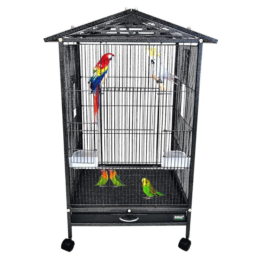 BURAQ Metal 30 Inch Sturdy Large Bird Cage For Parakeets, Cockatiels, Parrot Sun Conure, Green - Cheeked Parakeet, Lovebird Canary Finch Lovebird Pigeons With Rolling Stand (Bird Dream Home - N1) - BURAQ PETS