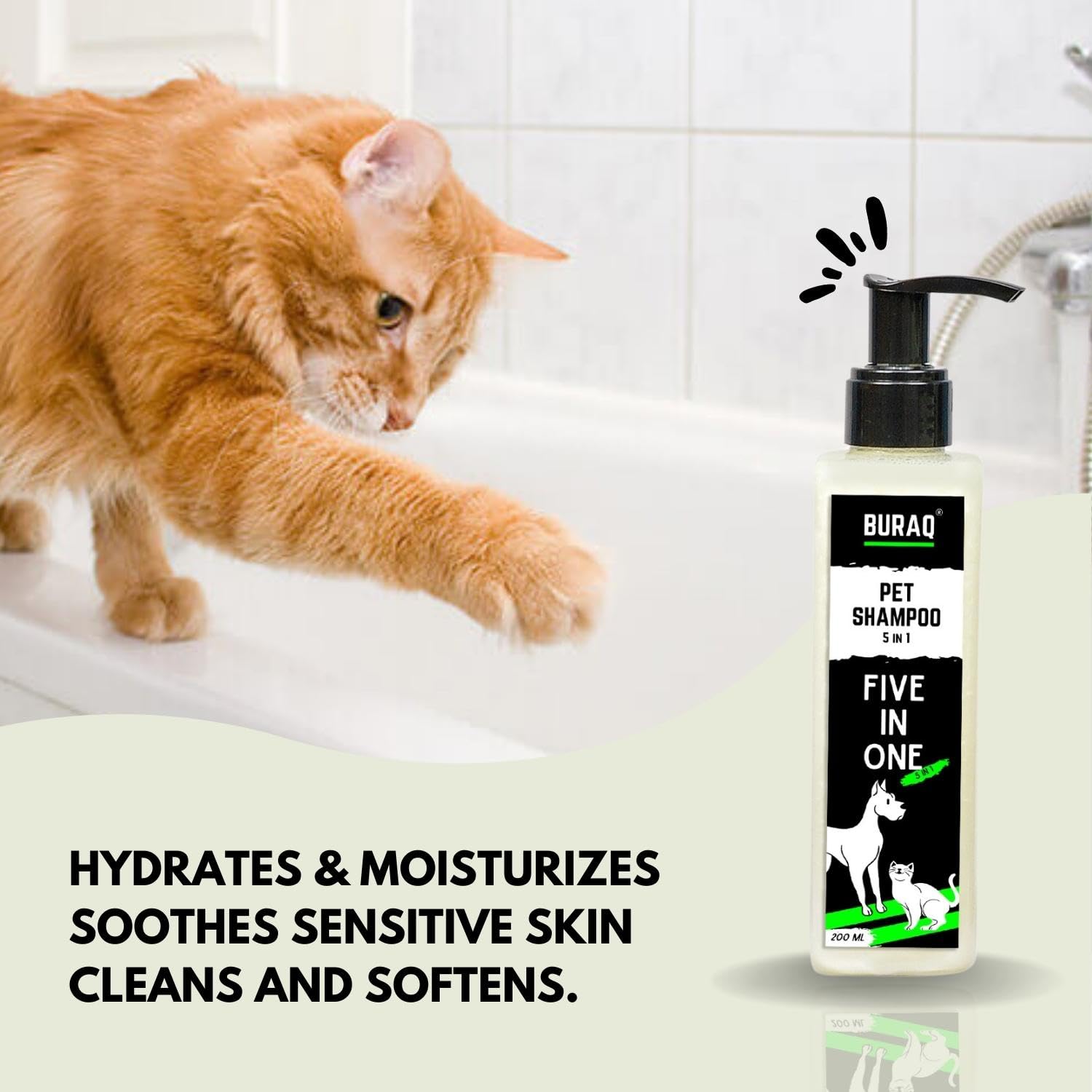 5-in-1 Pet Shampoo – Anti-Dandruff& Moisturizing Formula - BURAQ PETS