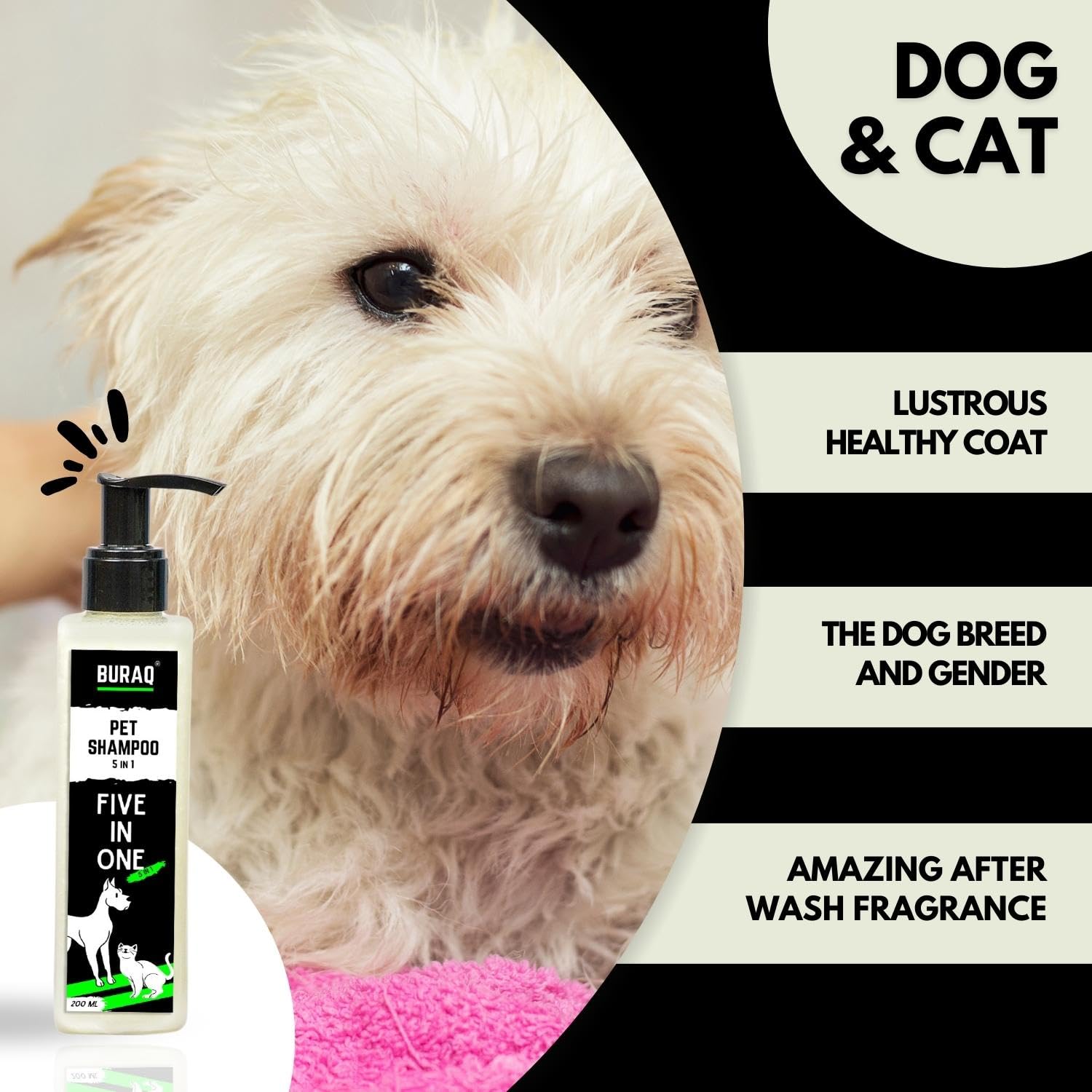 5-in-1 Pet Shampoo – Anti-Dandruff& Moisturizing Formula - BURAQ PETS